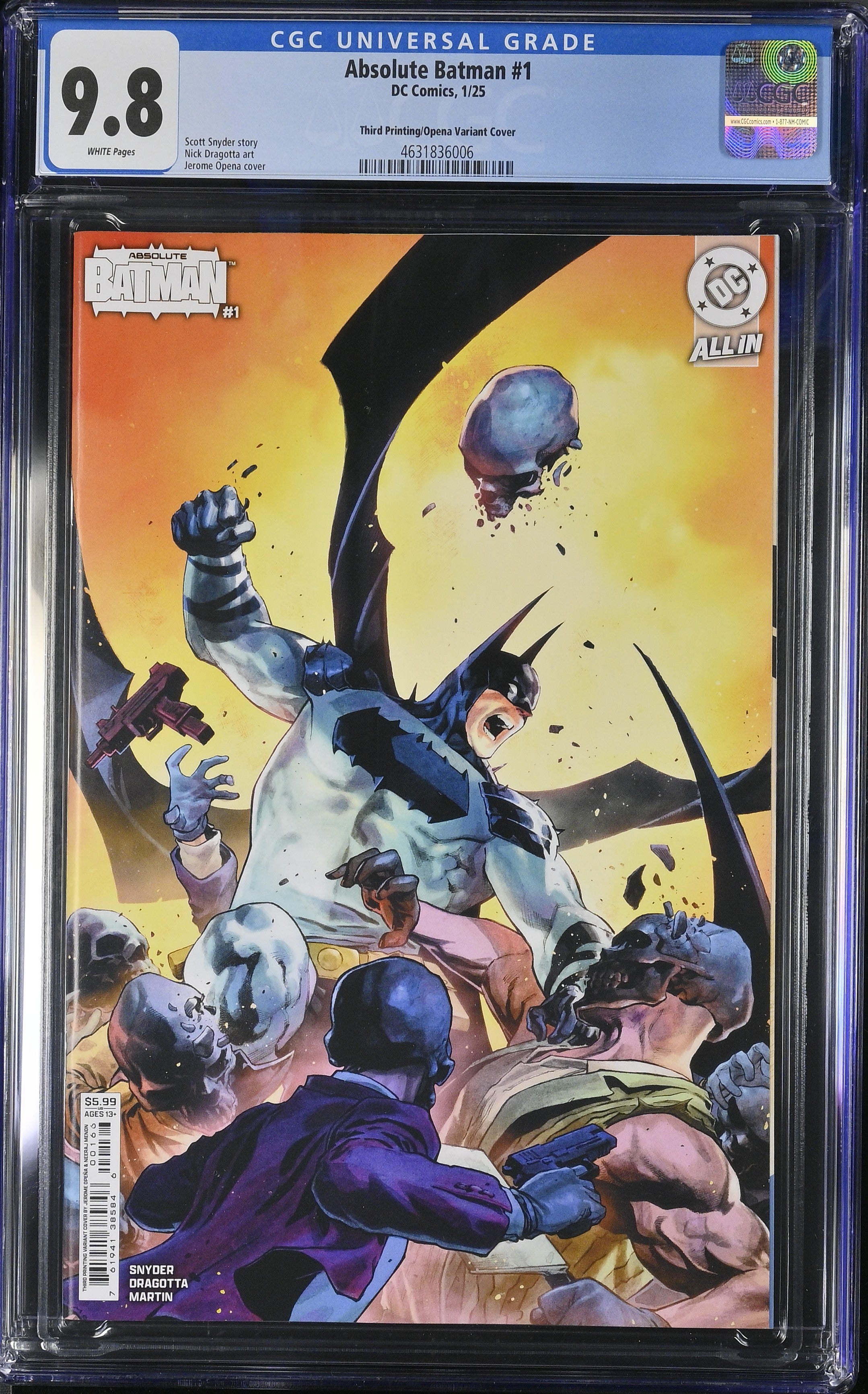 Absolute Batman #1 DC Comics 1/25 Third Printing/Opena Variant CGC 9.8 4631836006