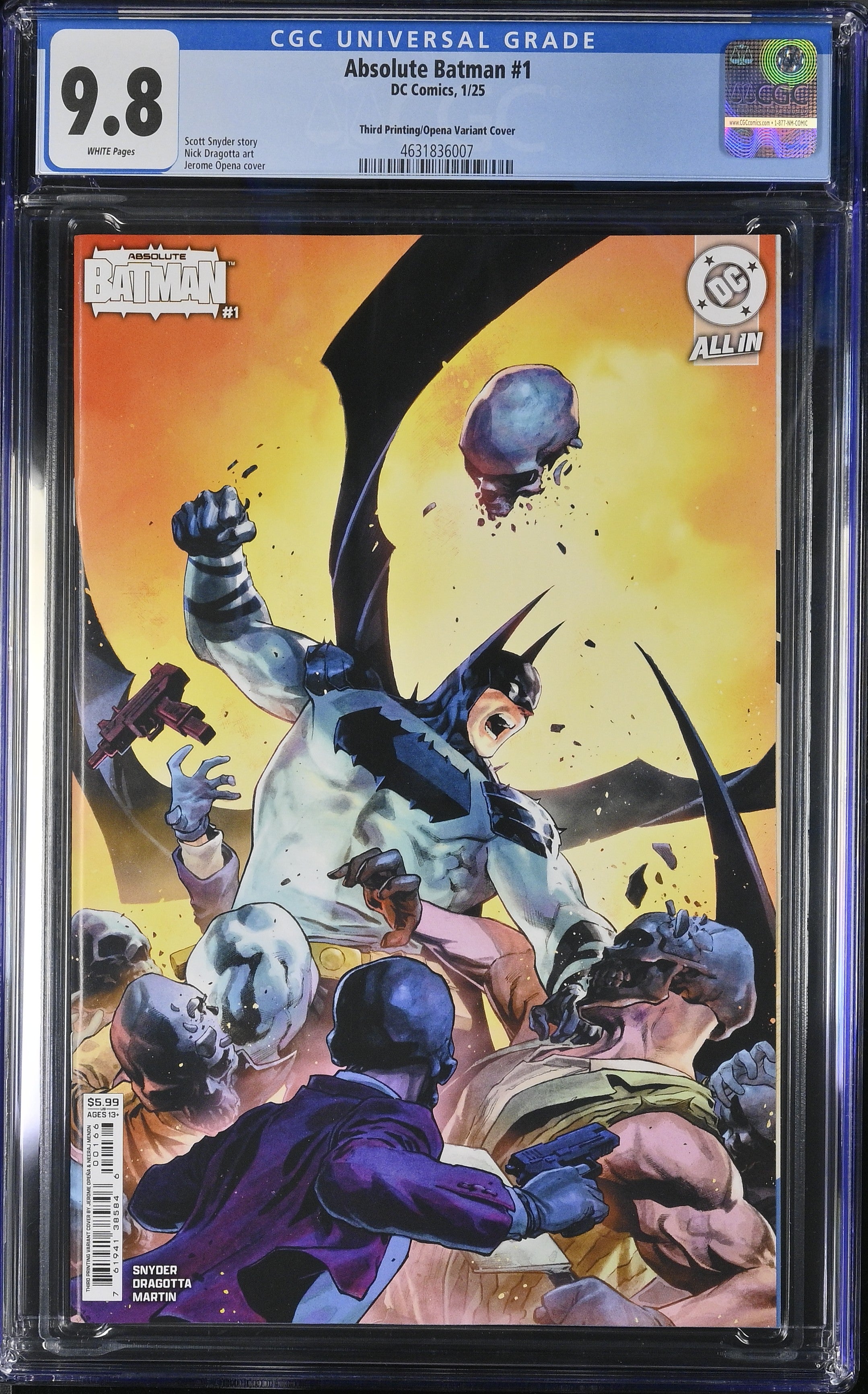 Absolute Batman #1 DC Comics 1/25 Third Printing/Opena Variant CGC 9.8 4631836007