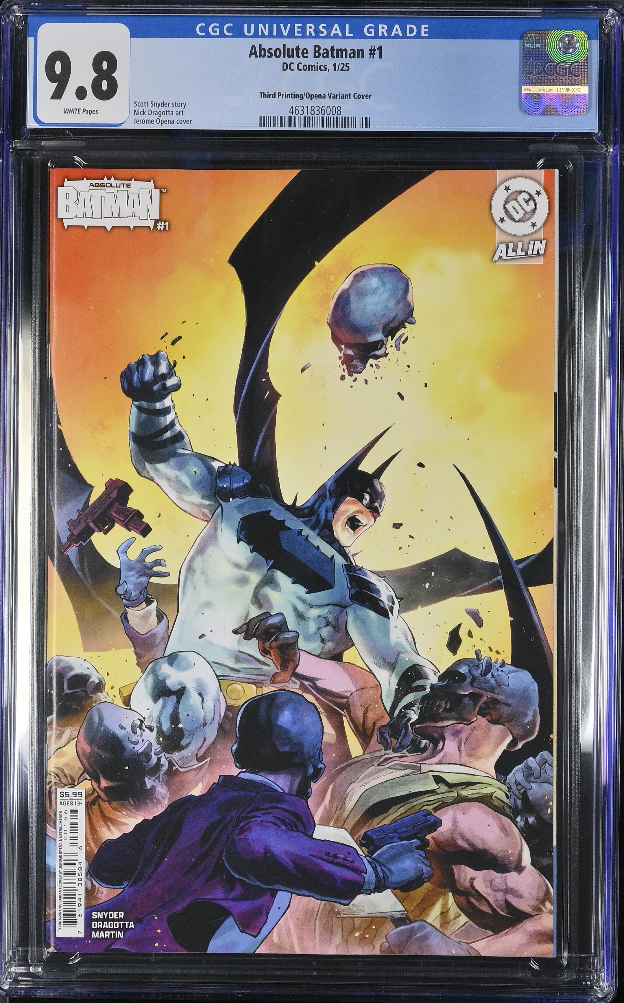Absolute Batman #1 DC Comics 1/25 Third Printing/Opena Variant CGC 9.8 4631836008