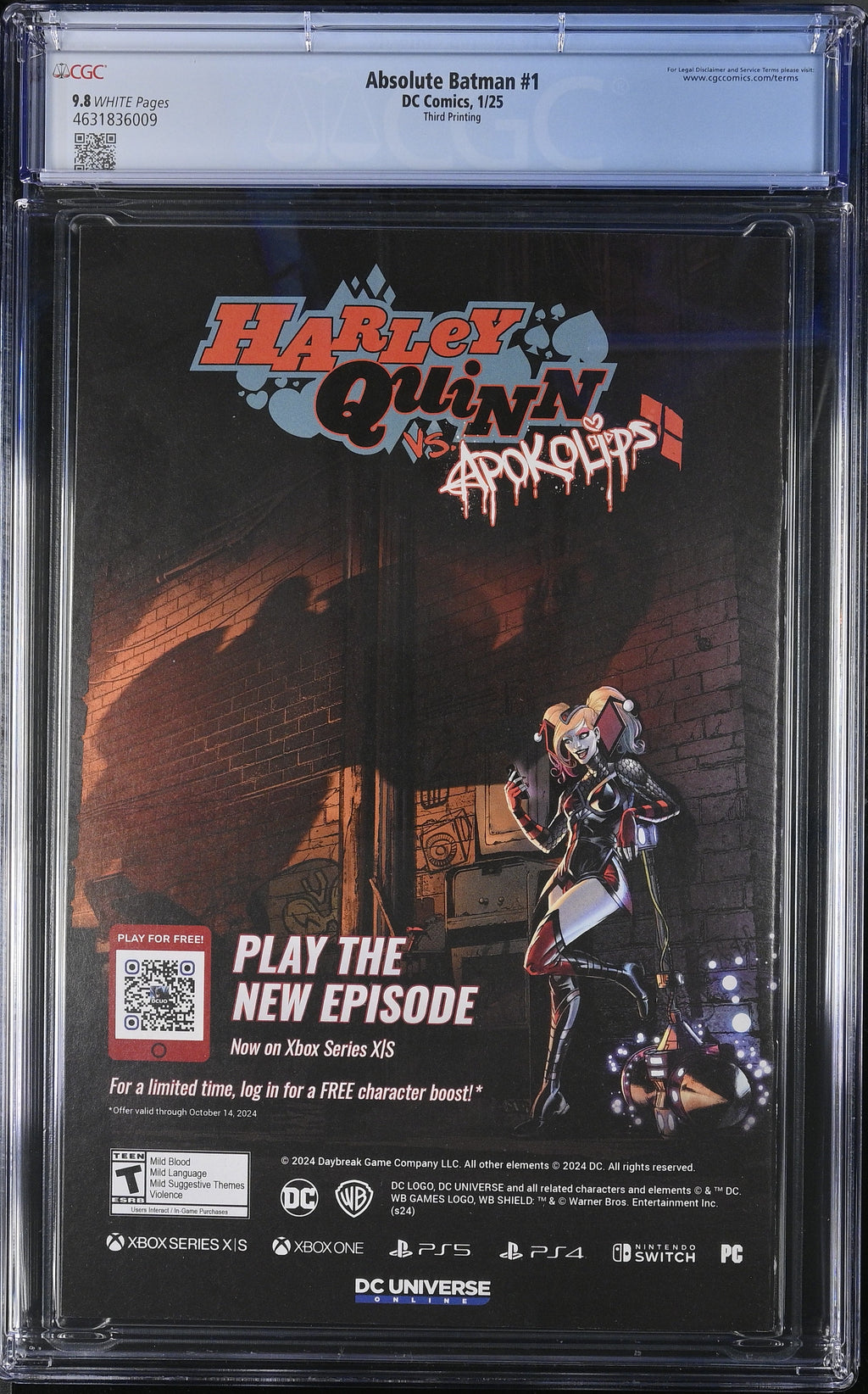 Absolute Batman #1 DC Comics 1/25 Third Printing CGC 9.8 4631836009