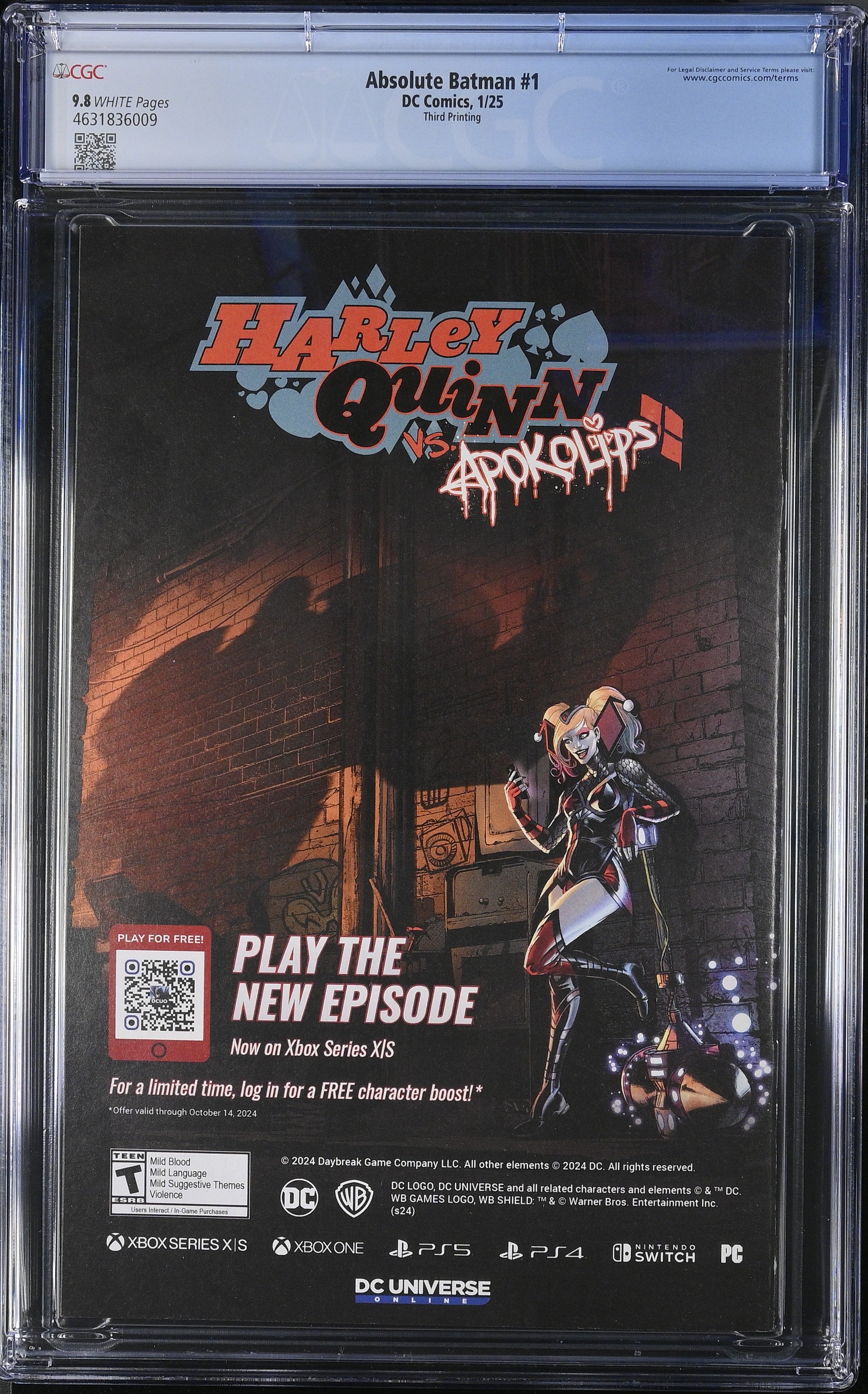 Absolute Batman #1 DC Comics 1/25 Third Printing CGC 9.8 4631836009