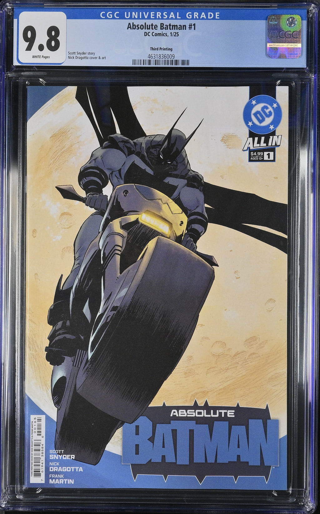 Absolute Batman #1 DC Comics 1/25 Third Printing CGC 9.8 4631836009