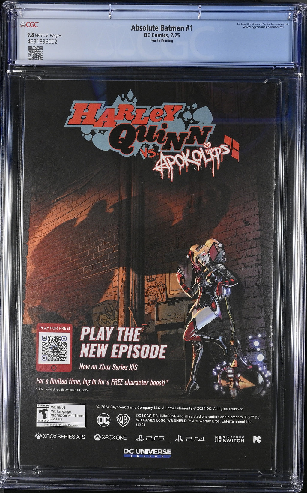 Absolute Batman #1 DC Comics 2/25 Fourth Printing CGC 9.8 4631836002