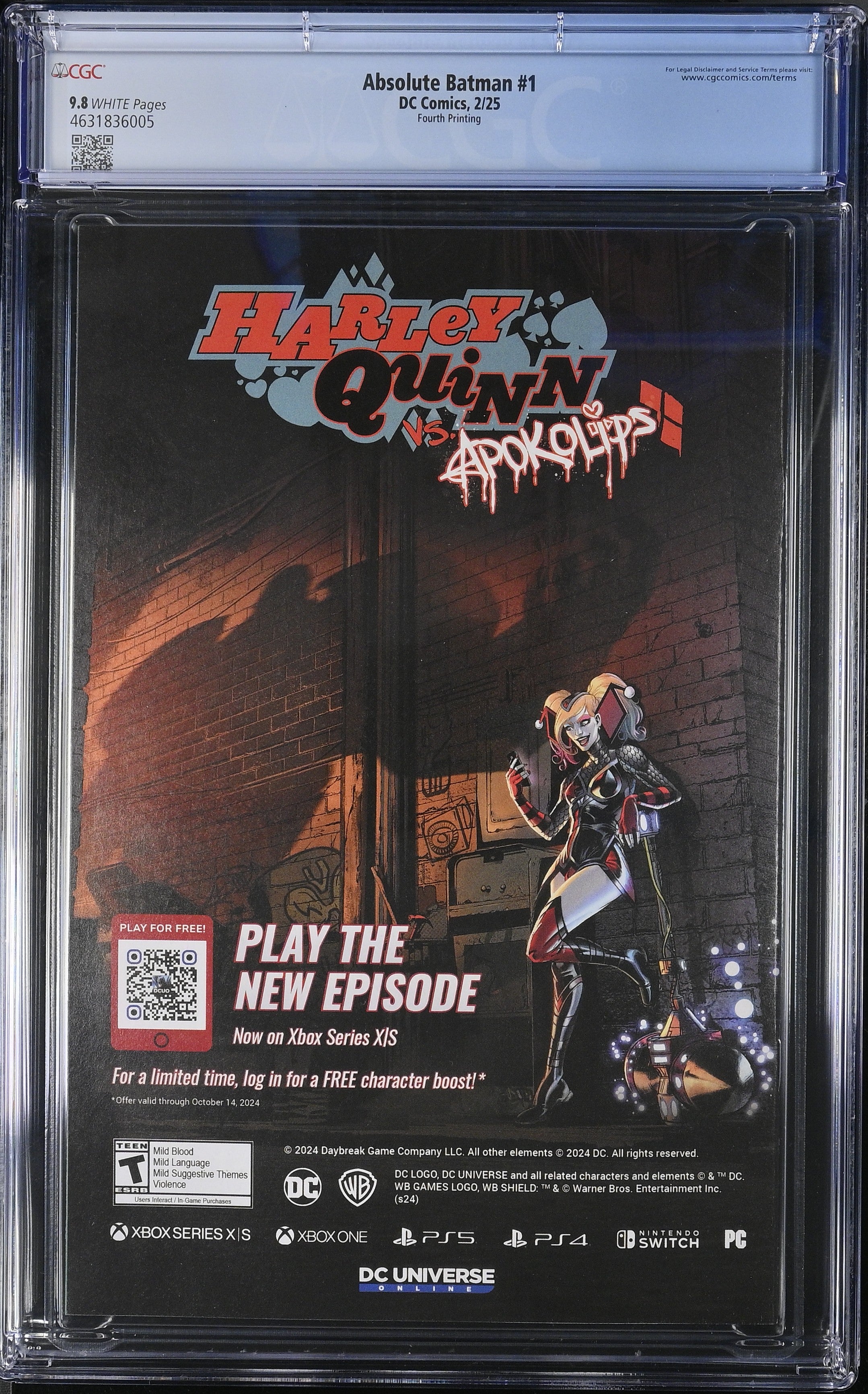 Absolute Batman # 1 DC Comics 2/25 Fourth Printing CGC 9.8 4631836005