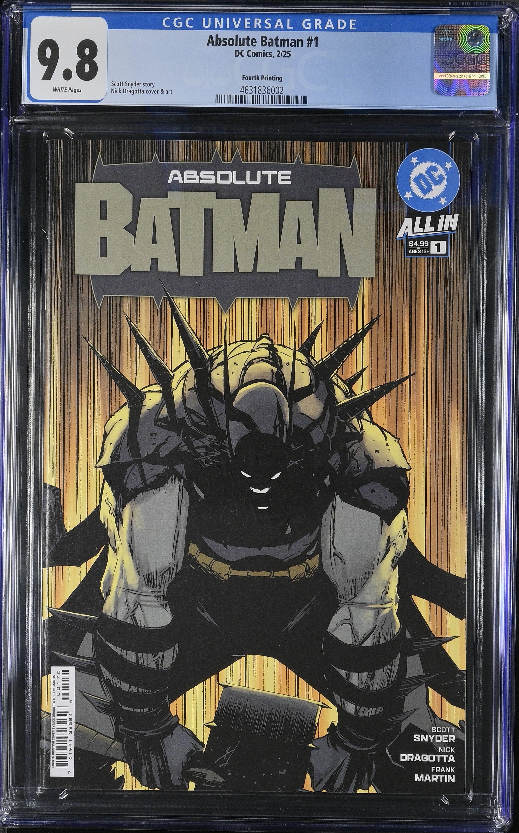 Absolute Batman #1 DC Comics 2/25 Fourth Printing CGC 9.8 4631836002