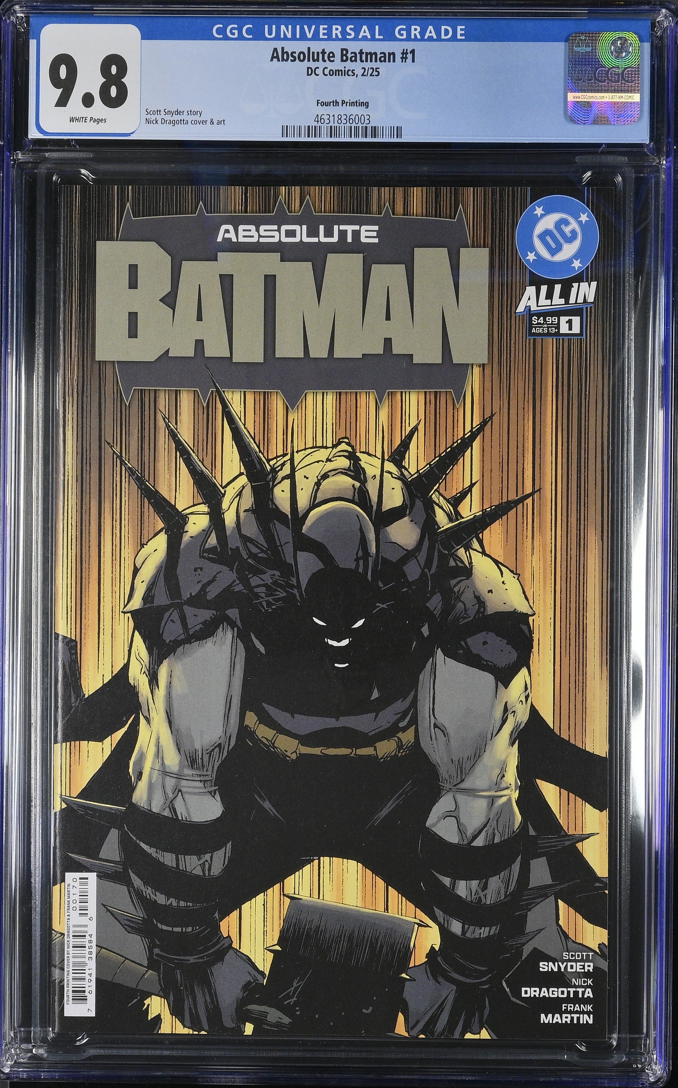Absolute Batman #1 DC Comics 2/25 Fourth Printing CGC 9.8 4631836003