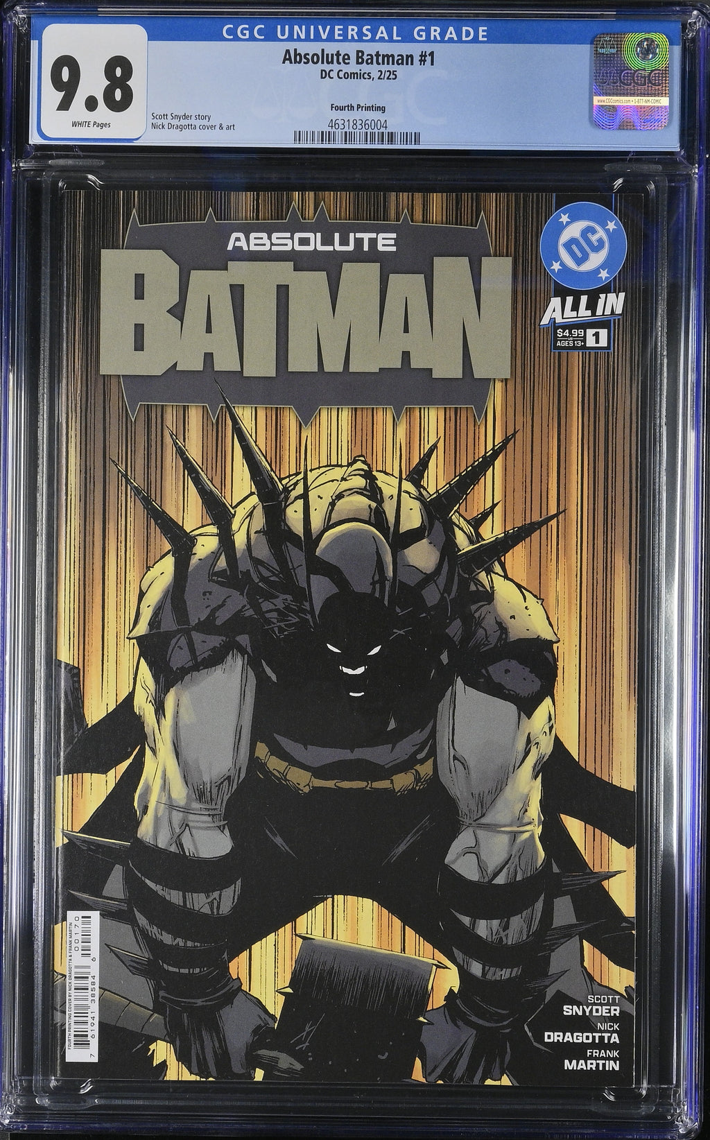 Absolute Batman #1 DC Comics 2/25 Fourth Printing CGC 9.8 4631836004