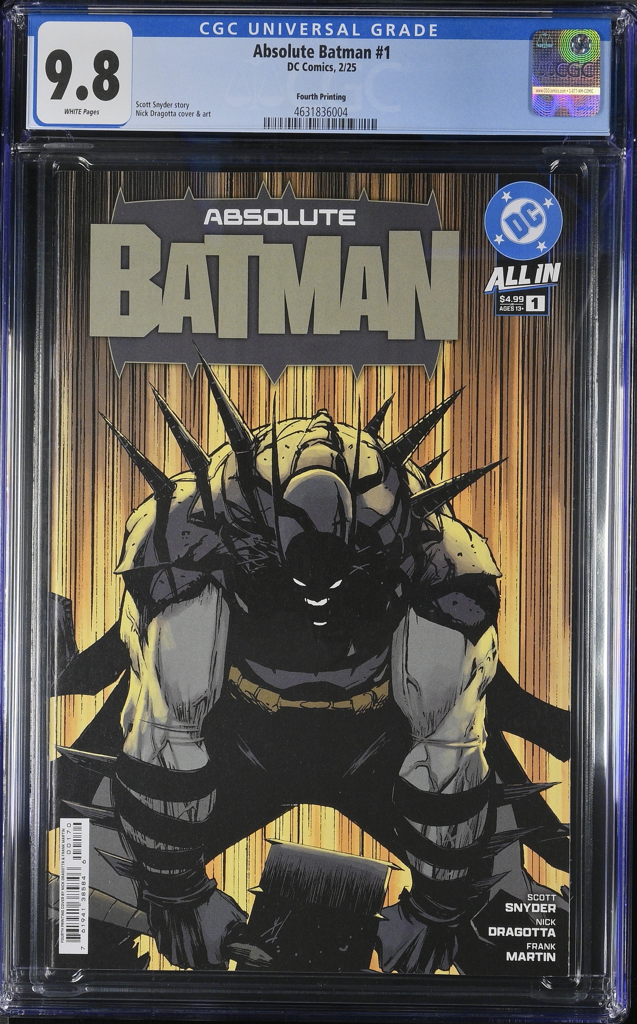 Absolute Batman #1 DC Comics 2/25 Fourth Printing CGC 9.8 4631836004