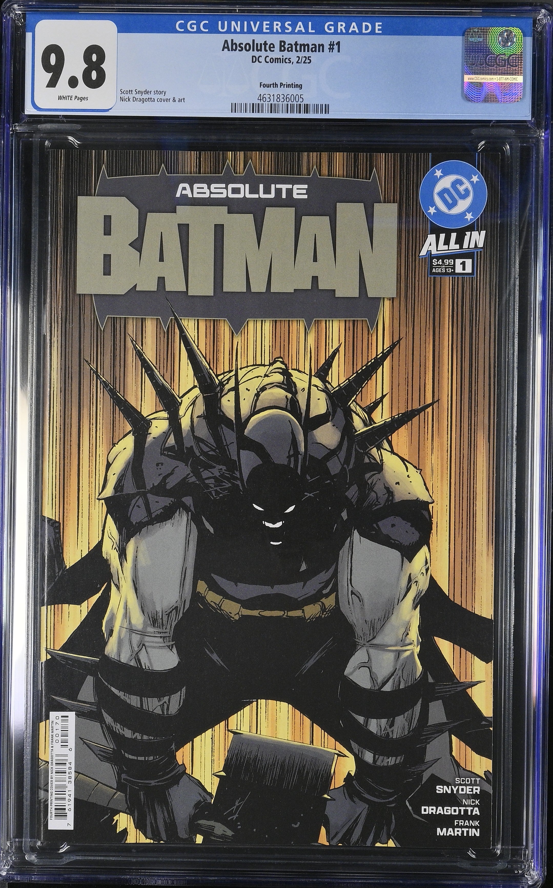 Absolute Batman # 1 DC Comics 2/25 Fourth Printing CGC 9.8 4631836005