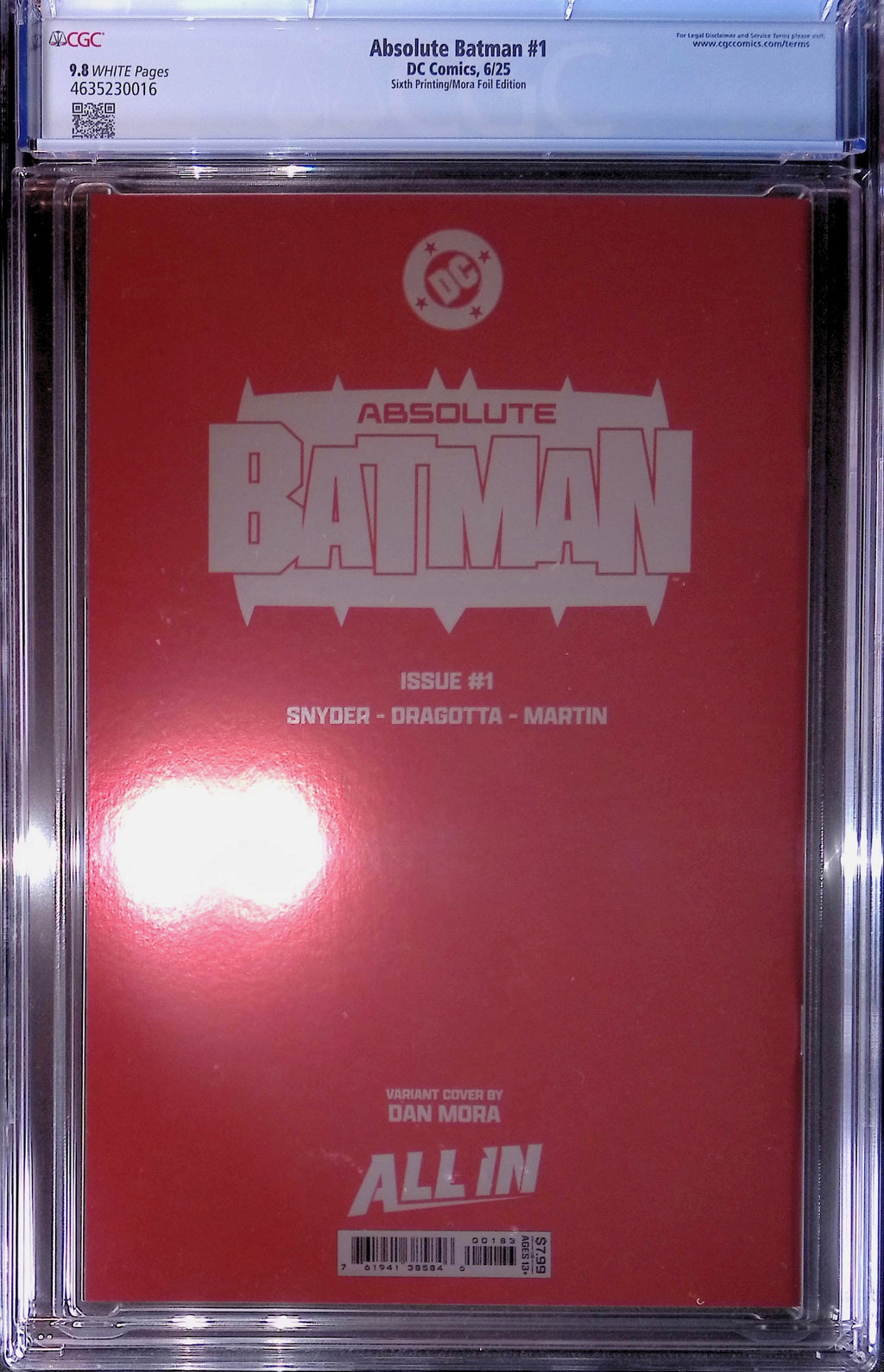 Absolute Batman #1 DC Comics 6/25 Sixth Printing/Mora Foil CGC 9.8 4635230016