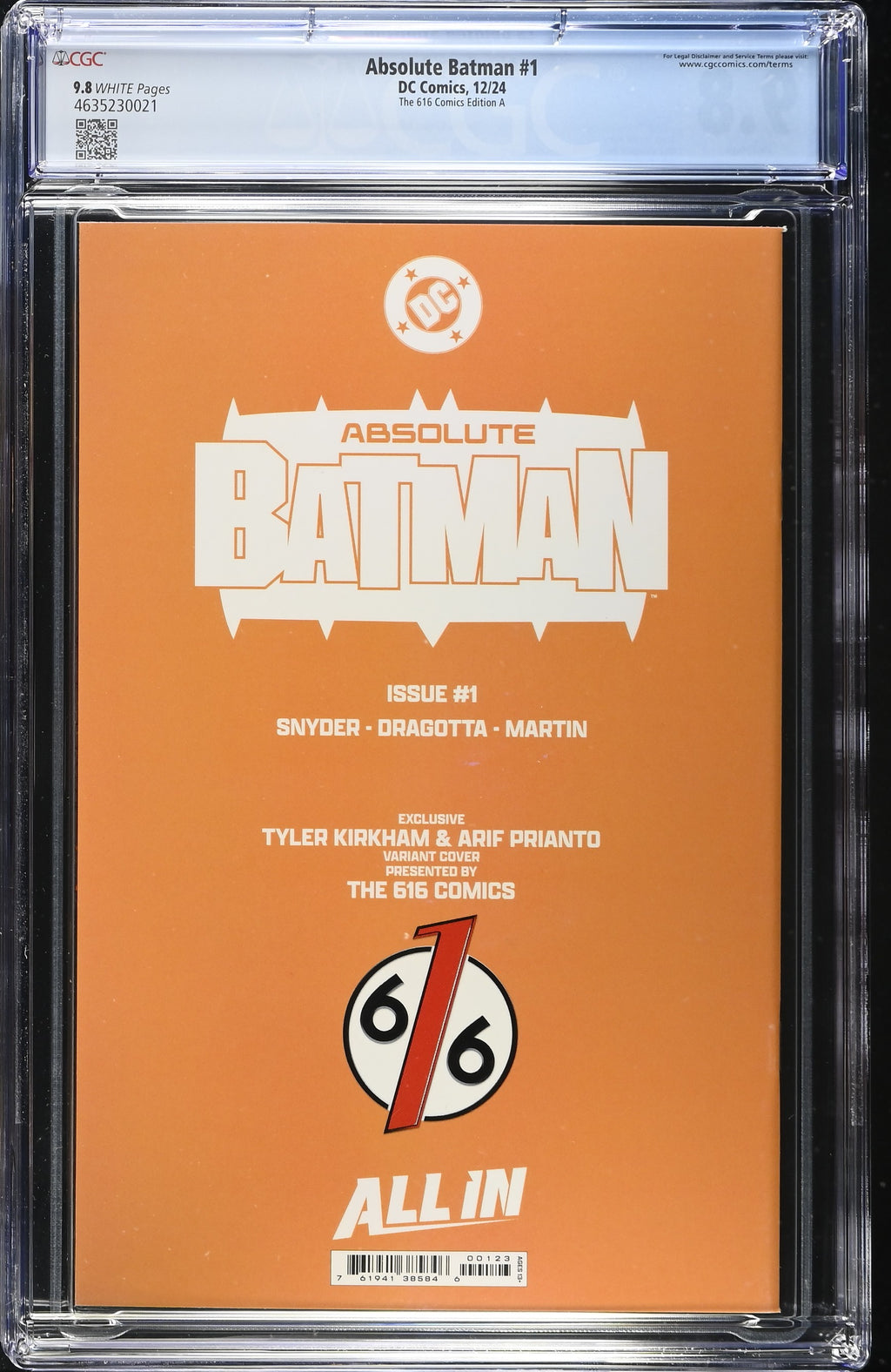 Absolute Batman #1 Absolute Superman #1 The 616 Comics Edition A Interior Cover A 2 CGC 9.8 4635230021 4635231006.