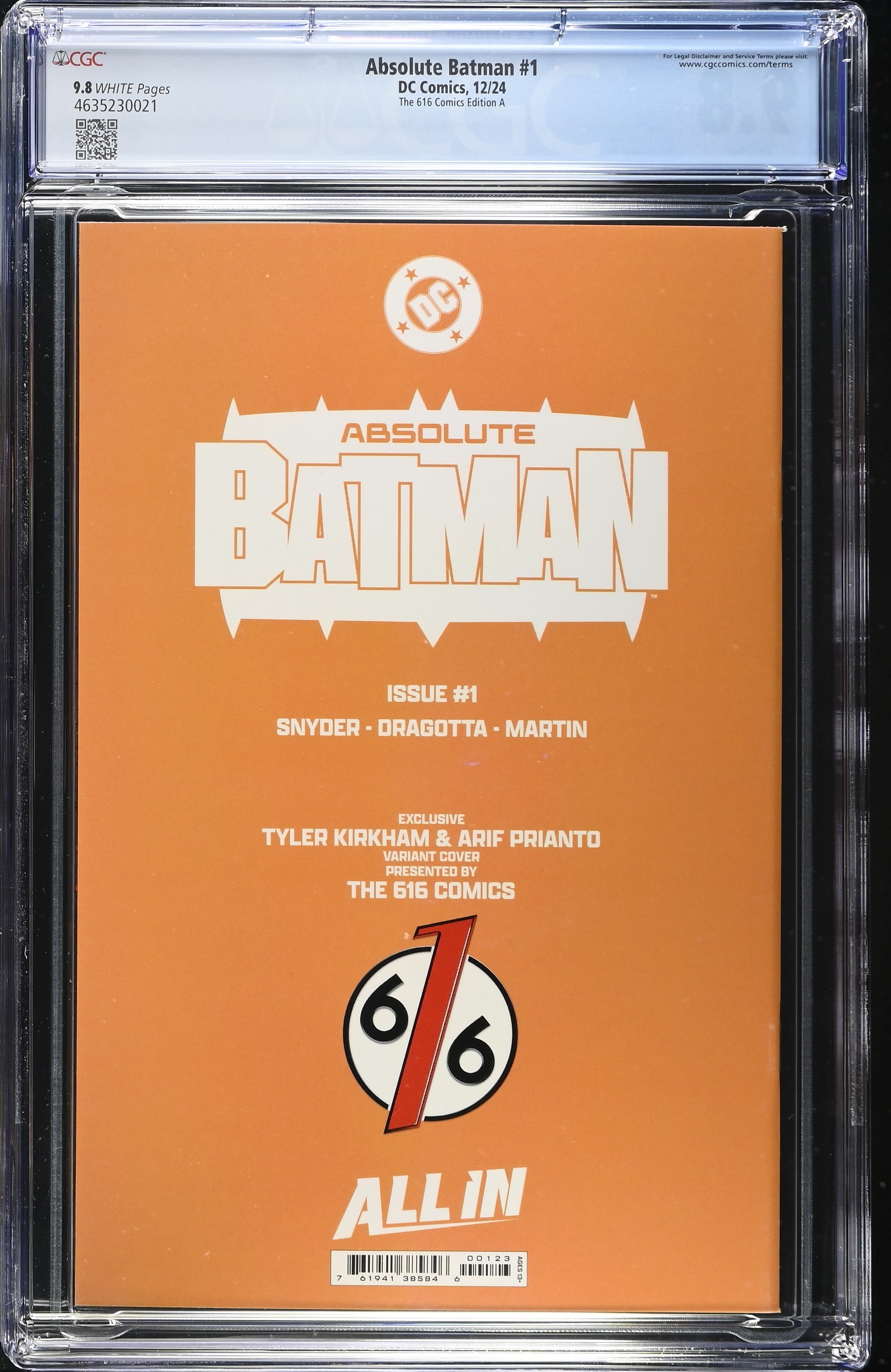 Absolute Batman #1 Absolute Superman #1 The 616 Comics Edition A Interior Cover A 2 CGC 9.8 4635230021 4635231006.