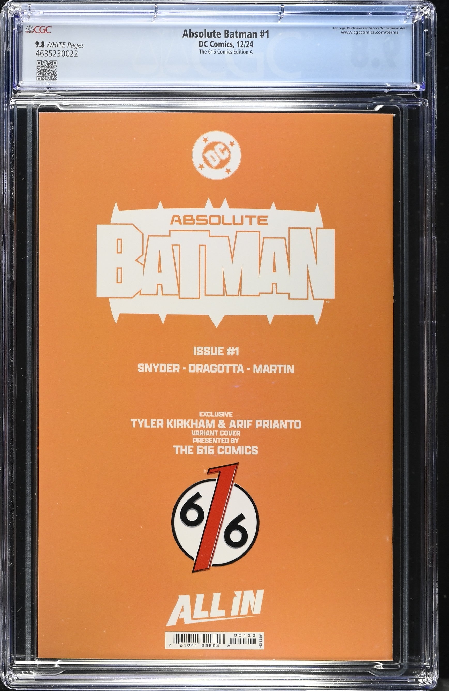 Absolute Batman #1 Absolute Superman #1 The 616 Comics Edition A Interior Cover A 2 CGC 9.8 4635230022 4635231007.
