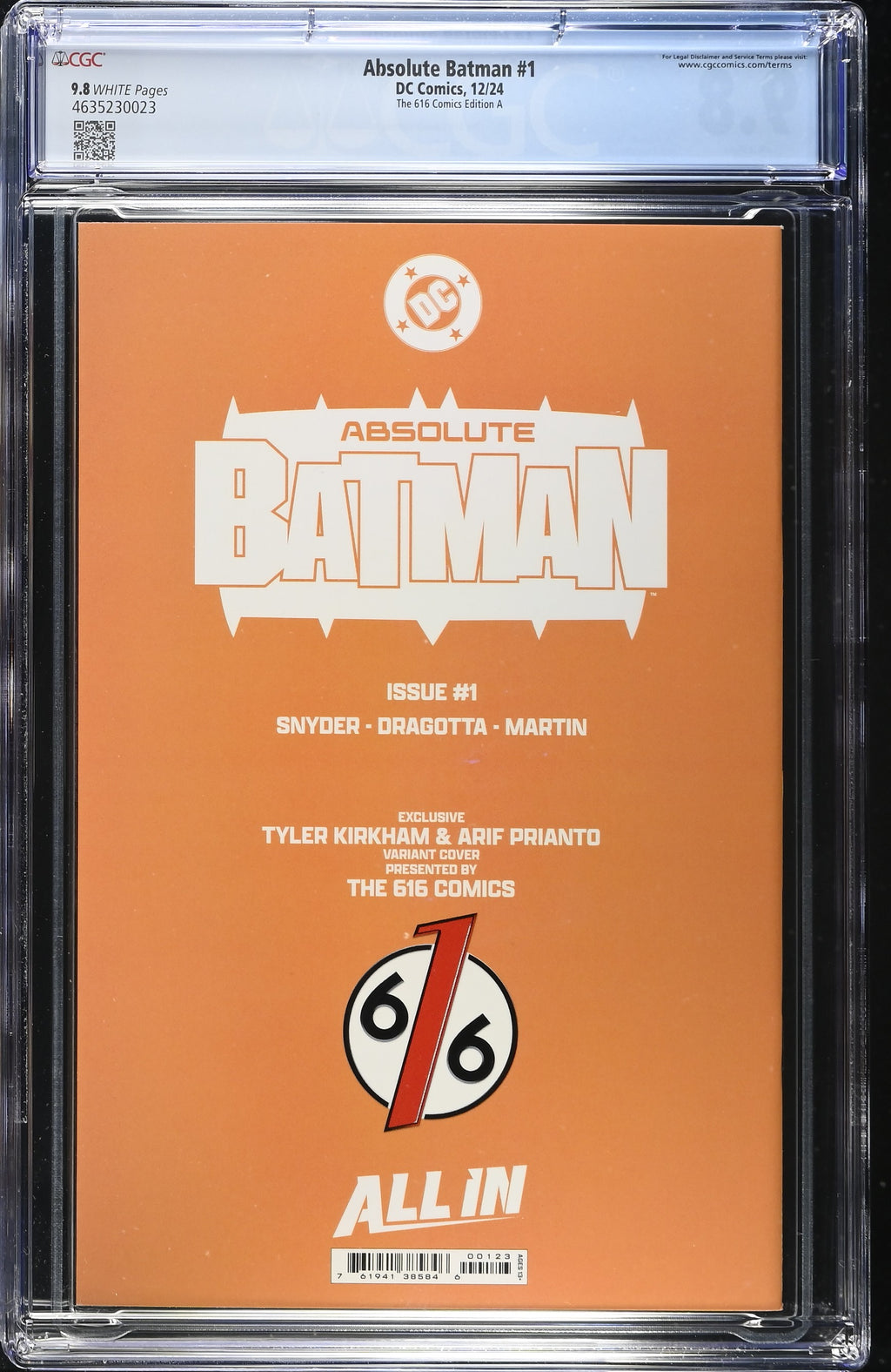 Absolute Batman #1 Absolute Superman #1 The 616 Comics Edition A Interior Cover A 2 CGC 9.8 4635230023 4635231008.
