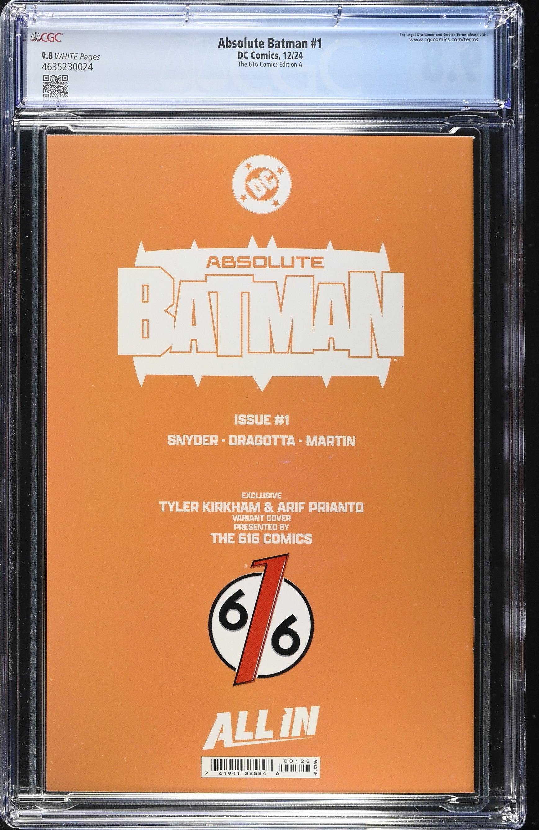 Absolute Batman # 1 and Absolute Superman # 1 Kirkham 616 Comics CGC 9.8 4635230024 4635231009