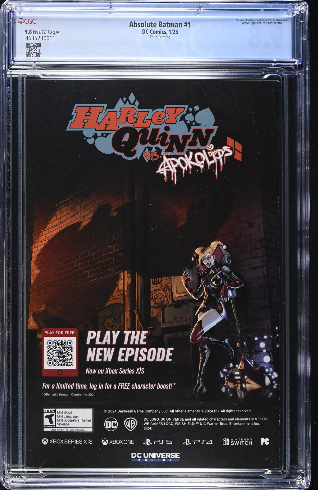 Absolute Batman #1 DC Comics 1/25 Third Printing CGC 9.8 4635230011