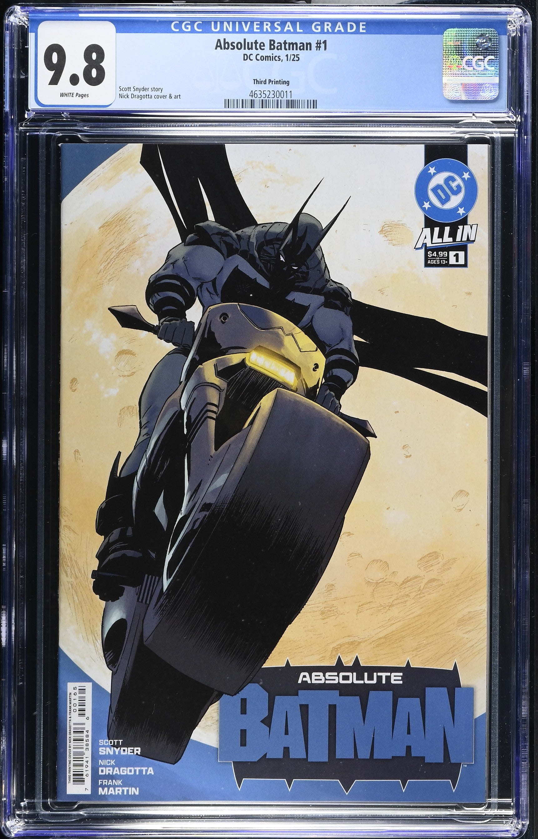 Absolute Batman #1 DC Comics 1/25 Third Printing CGC 9.8 4635230011