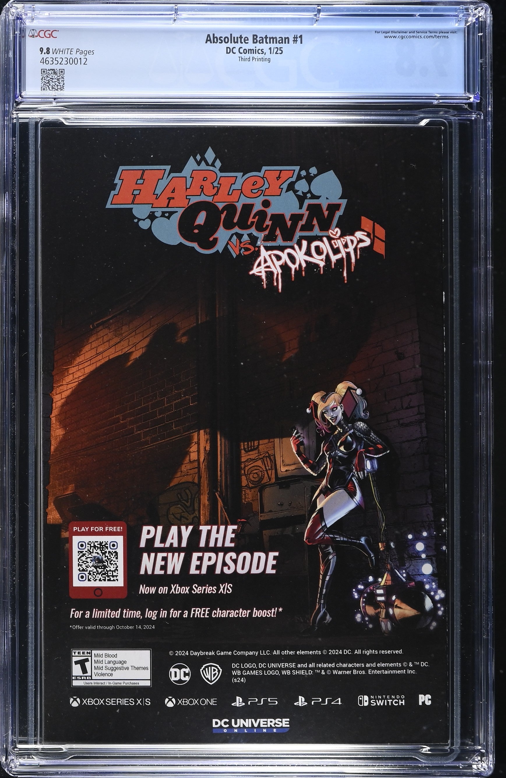 Absolute Batman #1 DC Comics 1/25 Third Printing CGC 9.8 4635230012