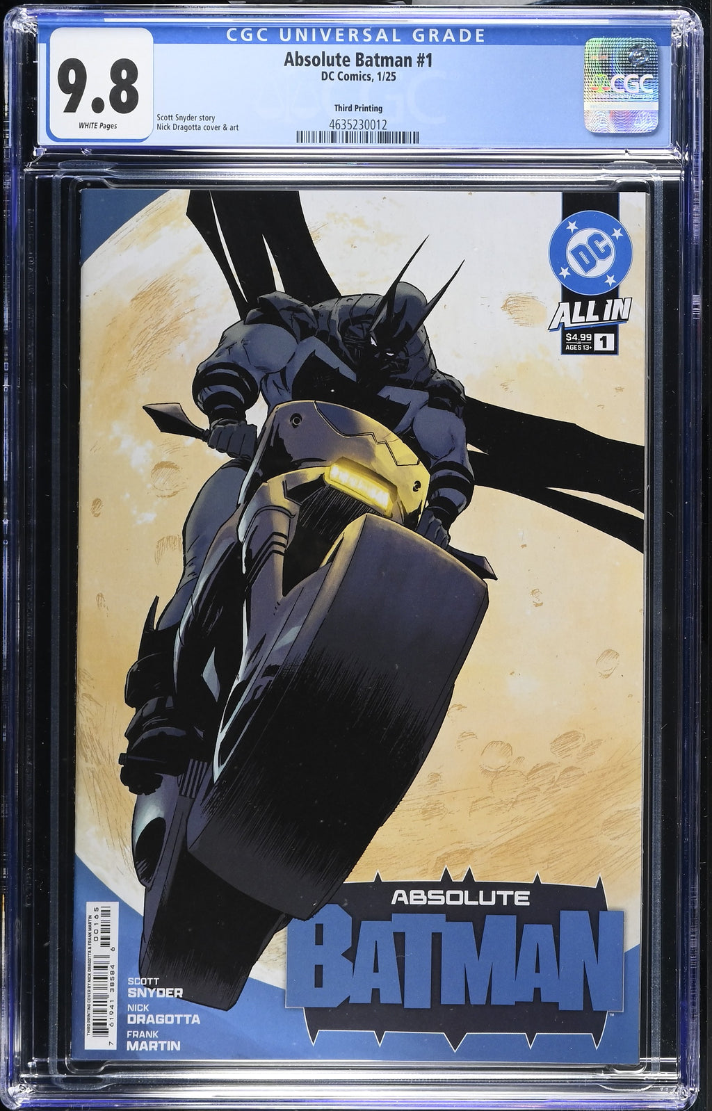 Absolute Batman #1 DC Comics 1/25 Third Printing CGC 9.8 4635230012