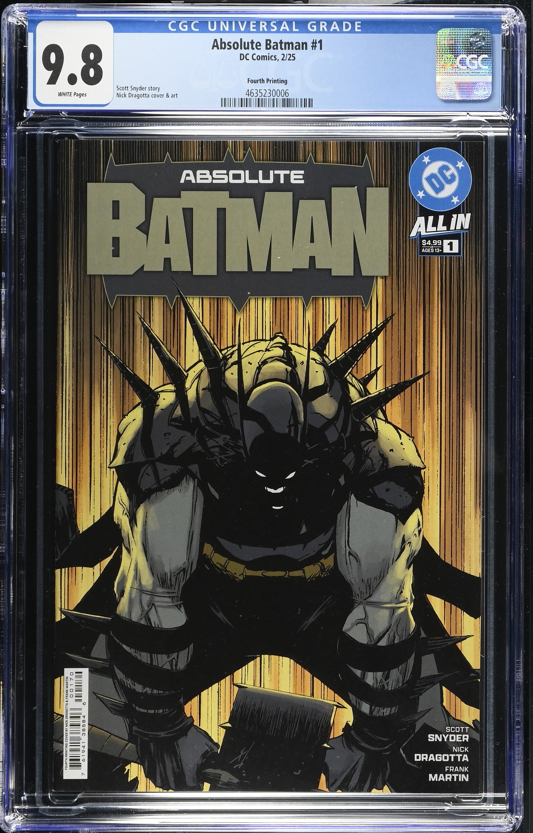 Absolute Batman # 1 DC Comics 2/25 Fourth Printing CGC 9.8 4635230006