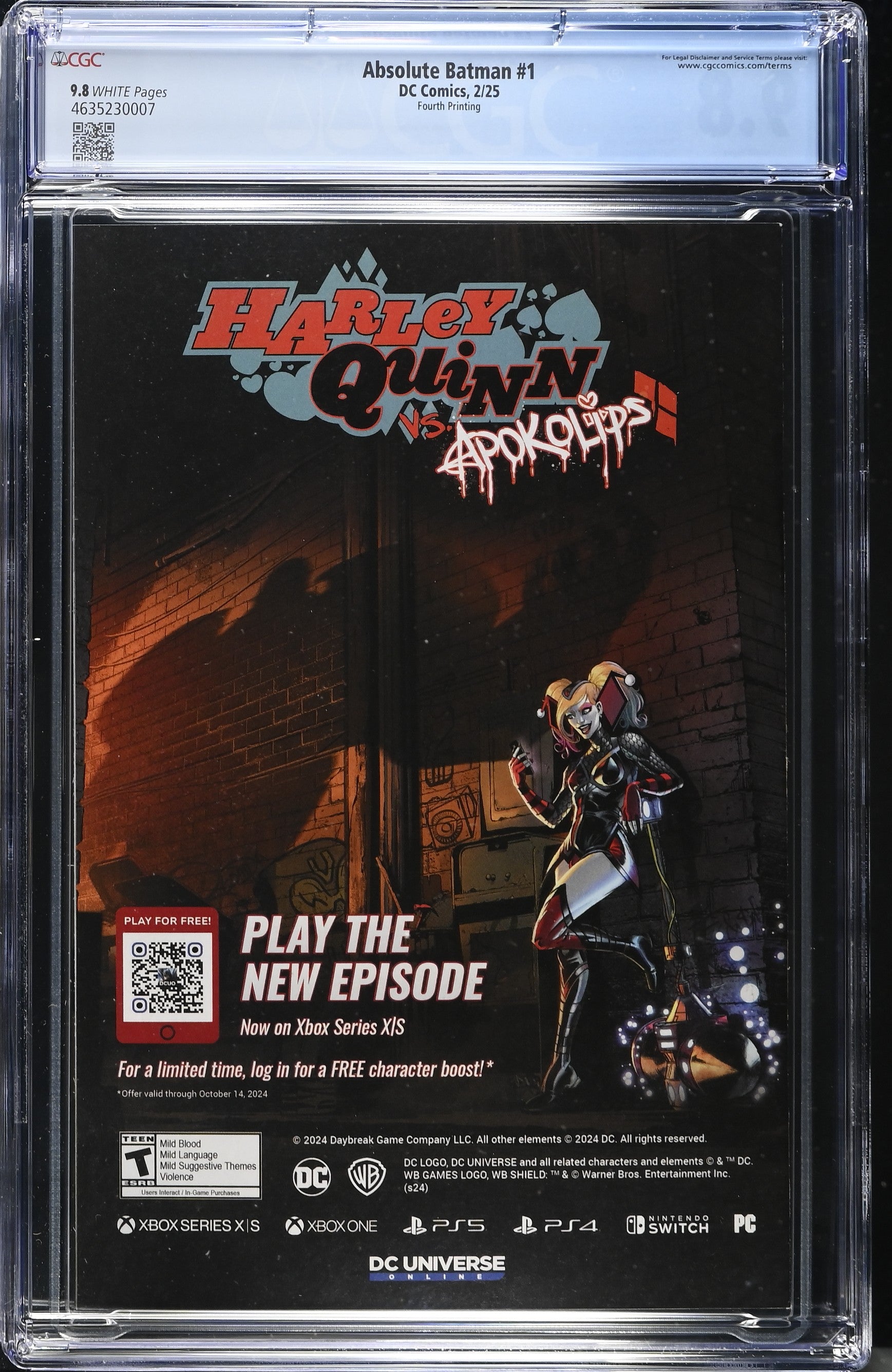 Absolute Batman # 1 DC Comics 2/25 Fourth Printing CGC 9.8 4635230007