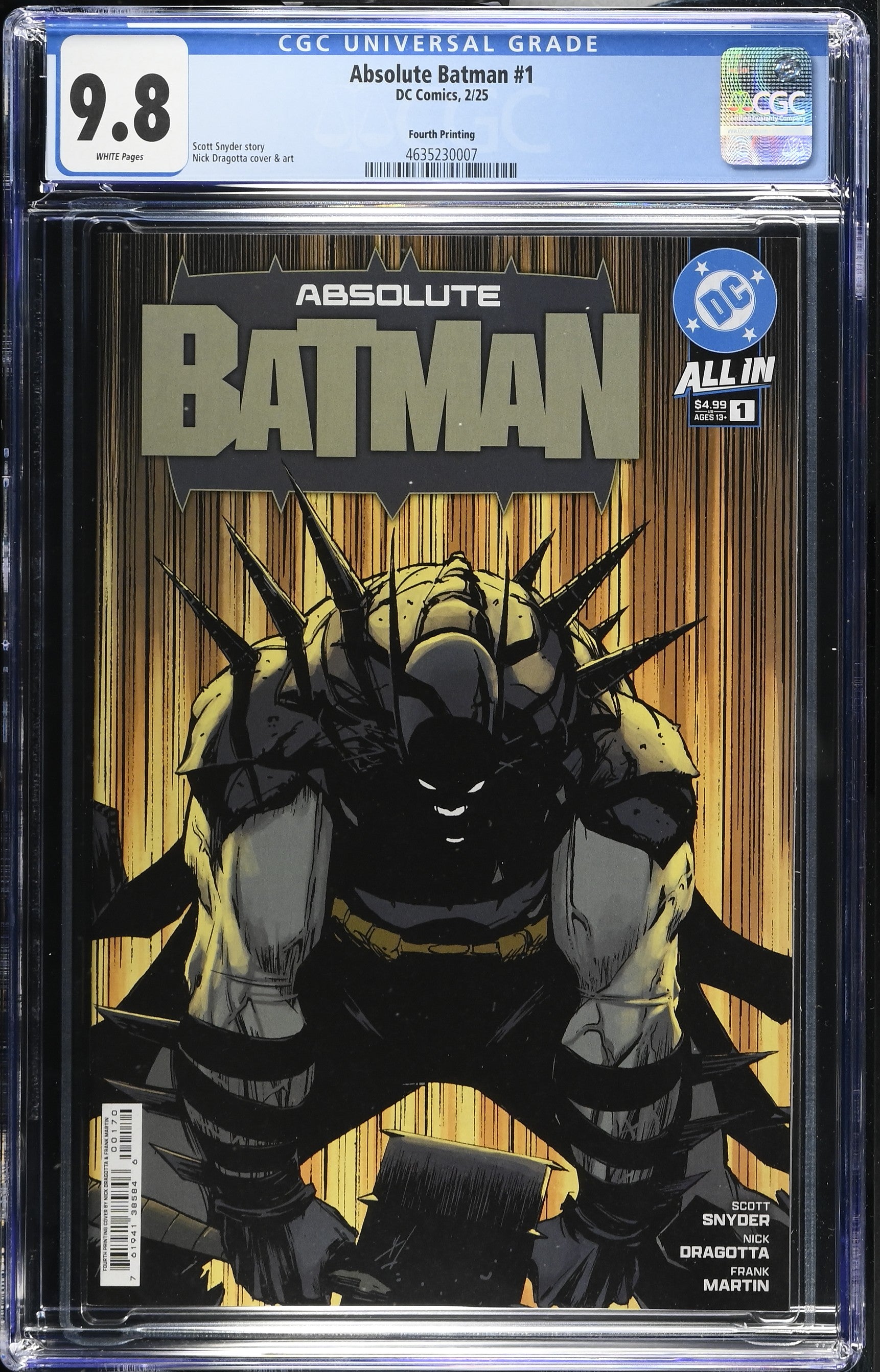 Absolute Batman # 1 DC Comics 2/25 Fourth Printing CGC 9.8 4635230007
