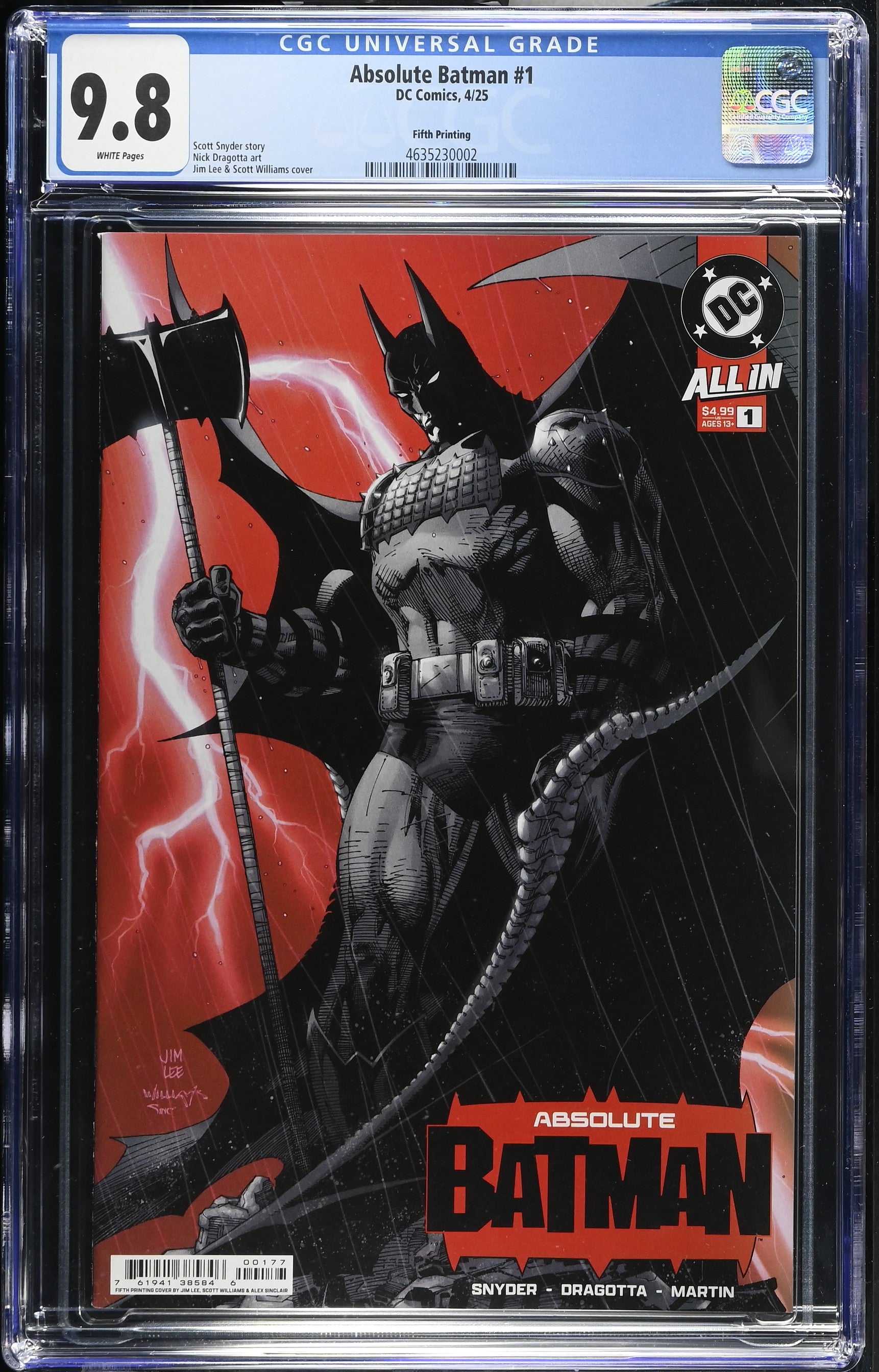 Absolute Batman #1 DC Comics 4/25 Fifth Printing CGC 9.8 4635230002