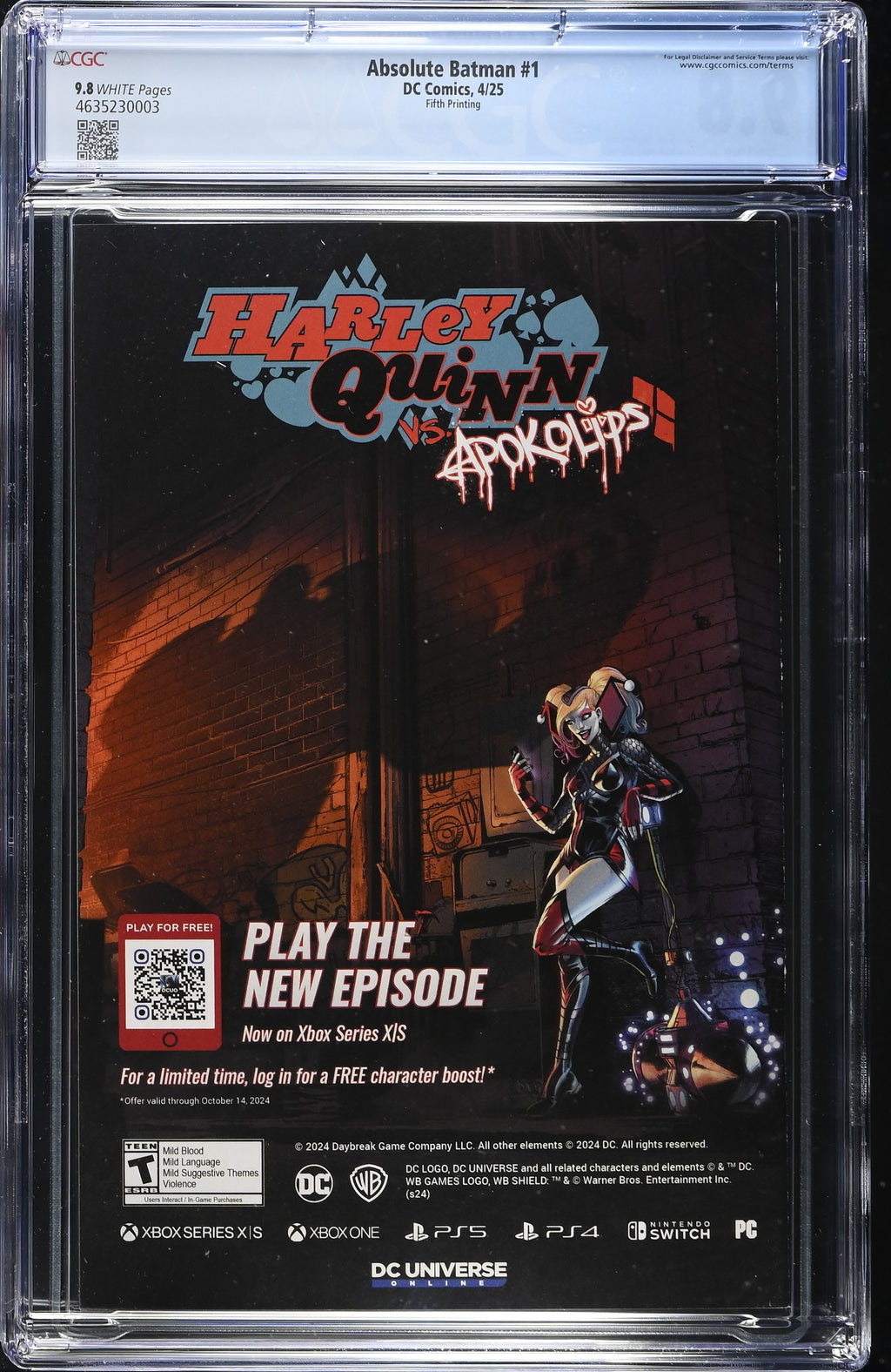 Absolute Batman #1 DC Comics 4/25 Fifth Printing CGC 9.8 4635230003