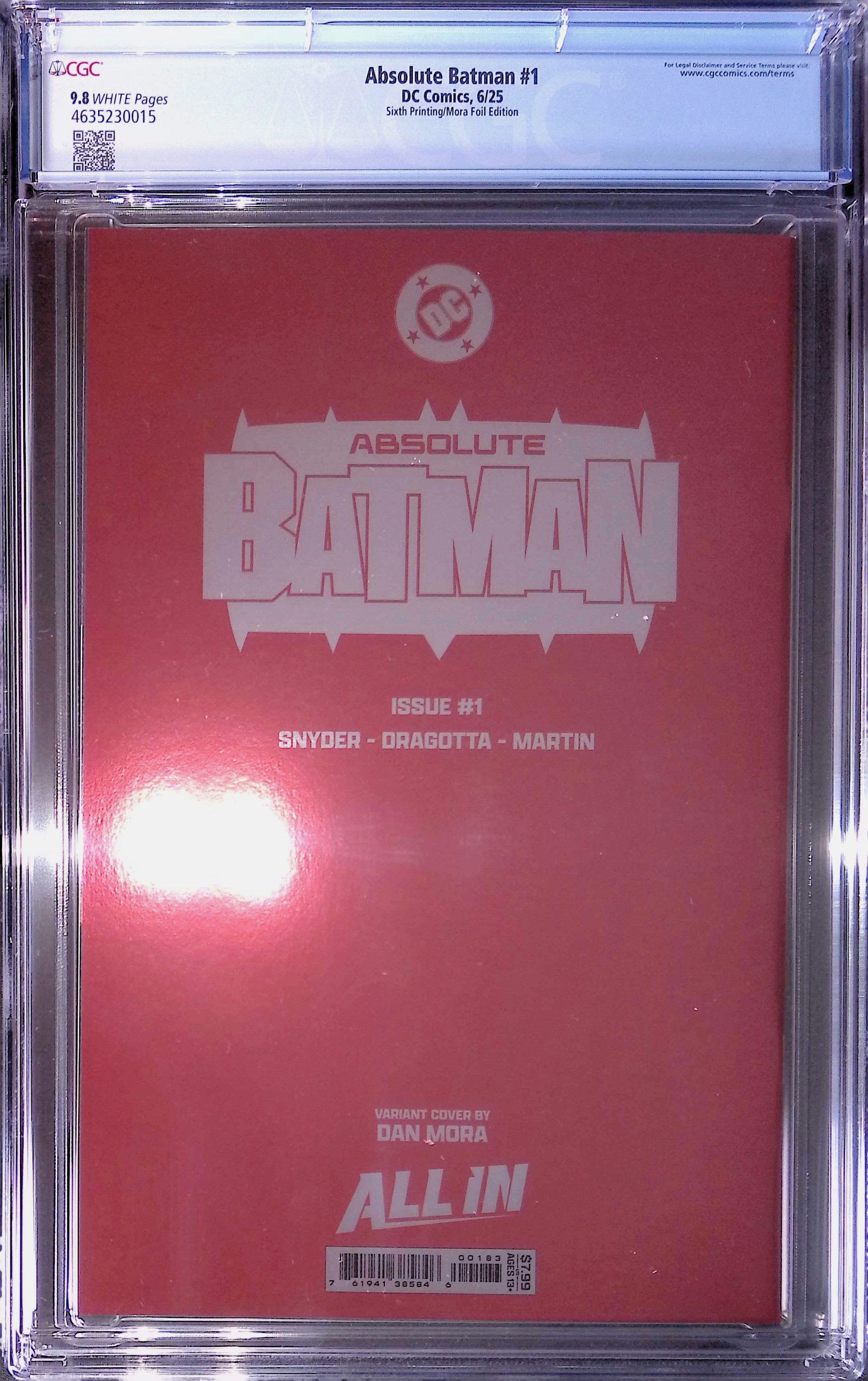 Absolute Batman #1 DC Comics 6/25 Sixth Printing/Mora Foil CGC 9.8 4635230015
