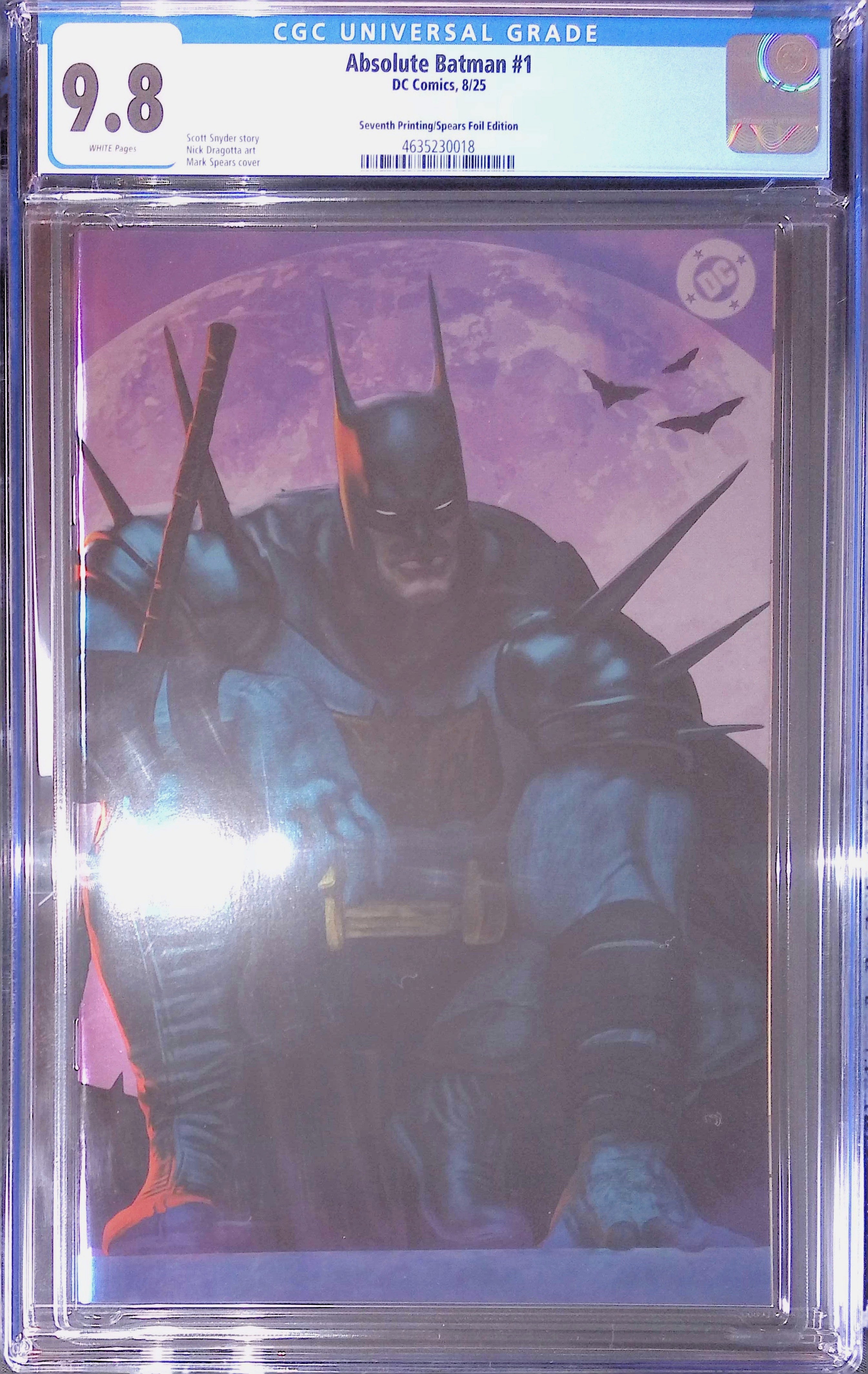 Absolute Trinity Mark Spears Connecting Foils 3 CGC 9.8 Graded Comics 4635230018, 4635231013, 4635231003.