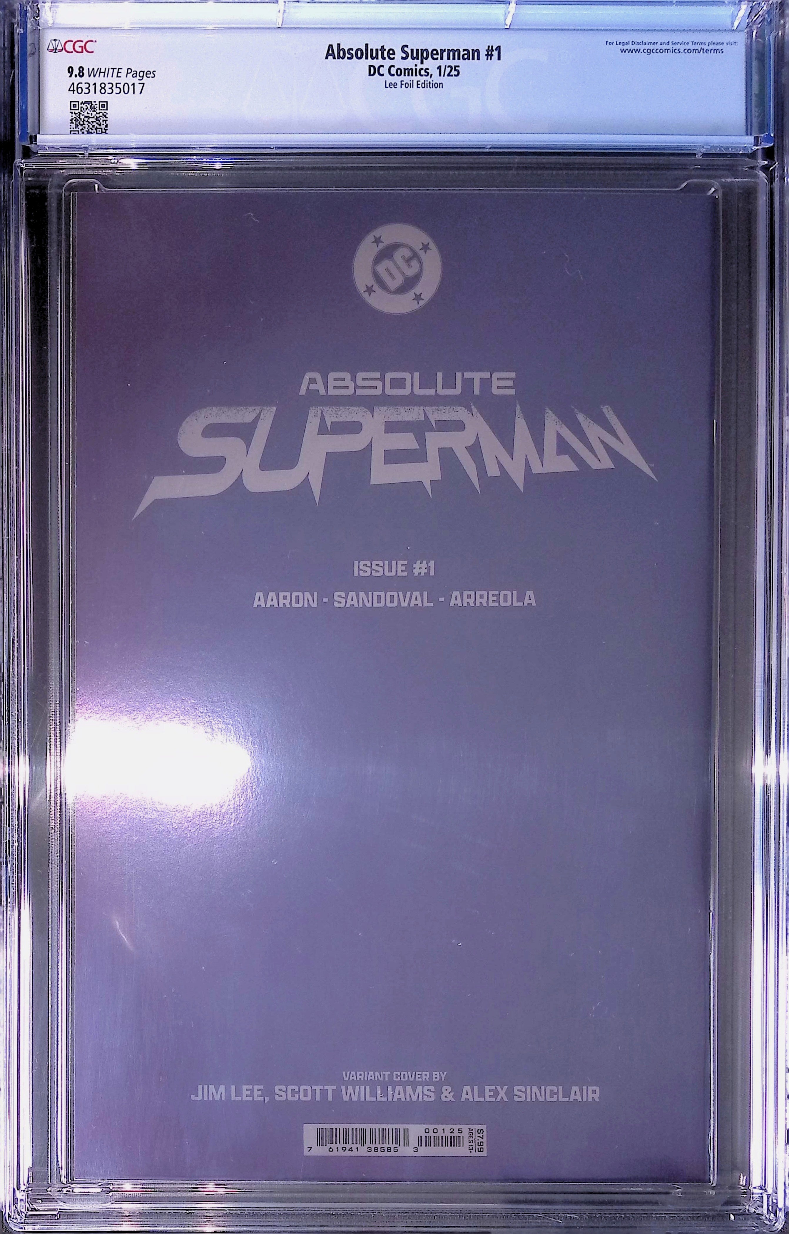 Absolute Superman #1 DC Comics 1/25 Lee Foil Edition CGC 9.8 4631835017