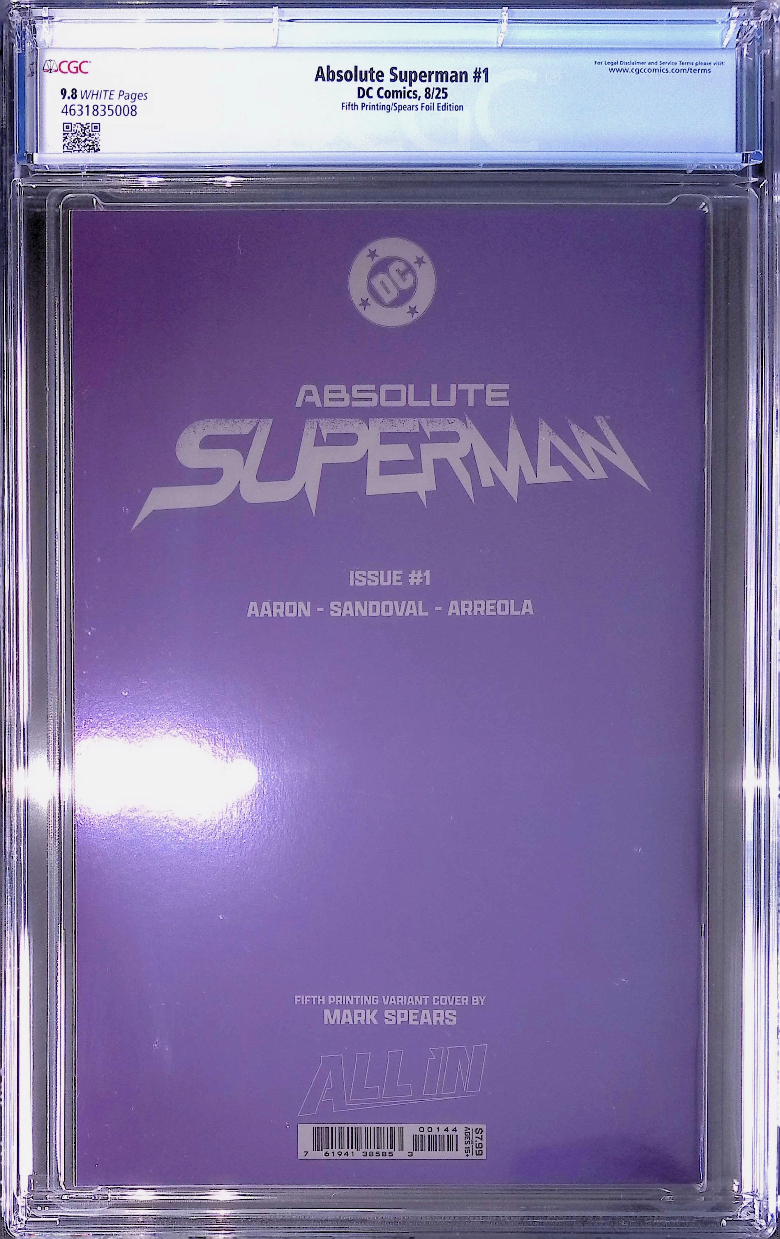 Absolute Superman #1 DC Comics 8/25 Fifth Printing/Spears Foil CGC 9.8 4631835008