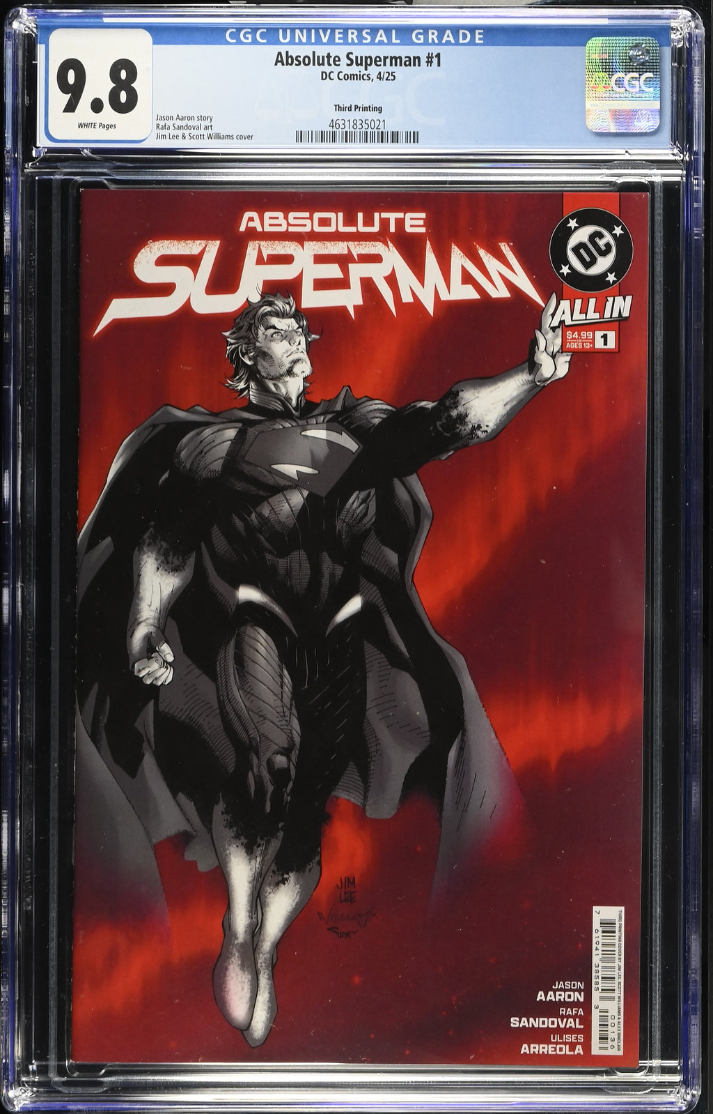 Absolute Superman #1 DC Comics 4/25 Third Printing Jim Lee CGC 9.8 4631835021