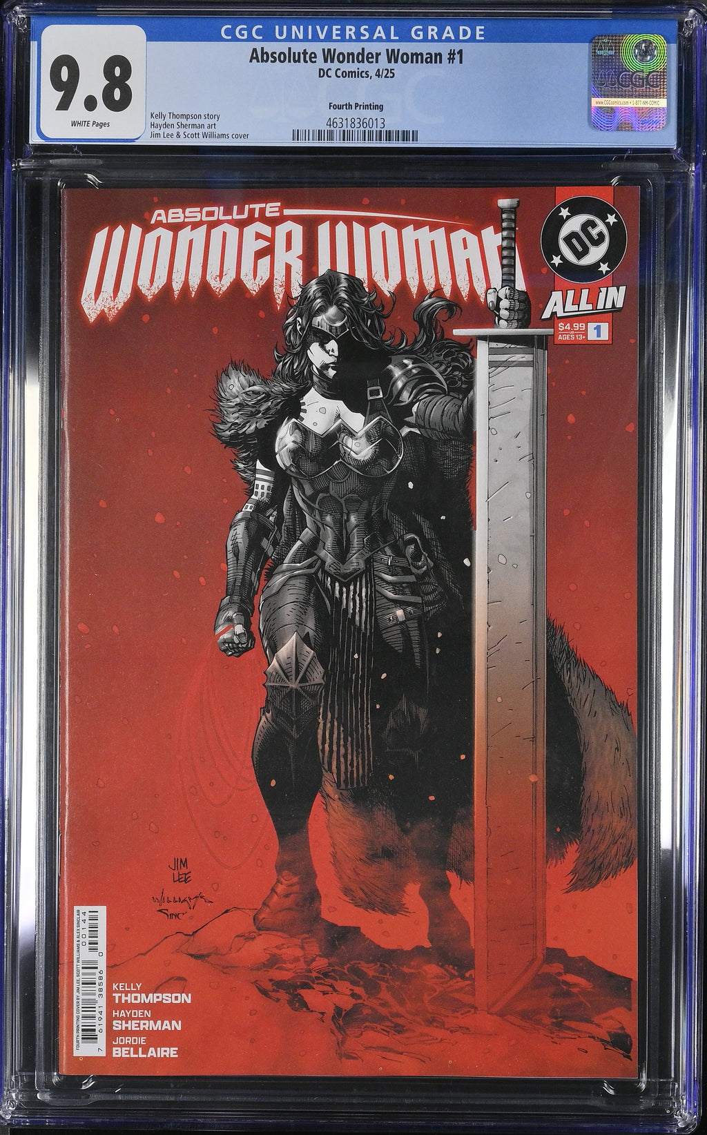 Absolute Wonder Woman #1 DC Comics 4/25 Jim Lee Fourth Printing CGC 9.8 4631836013