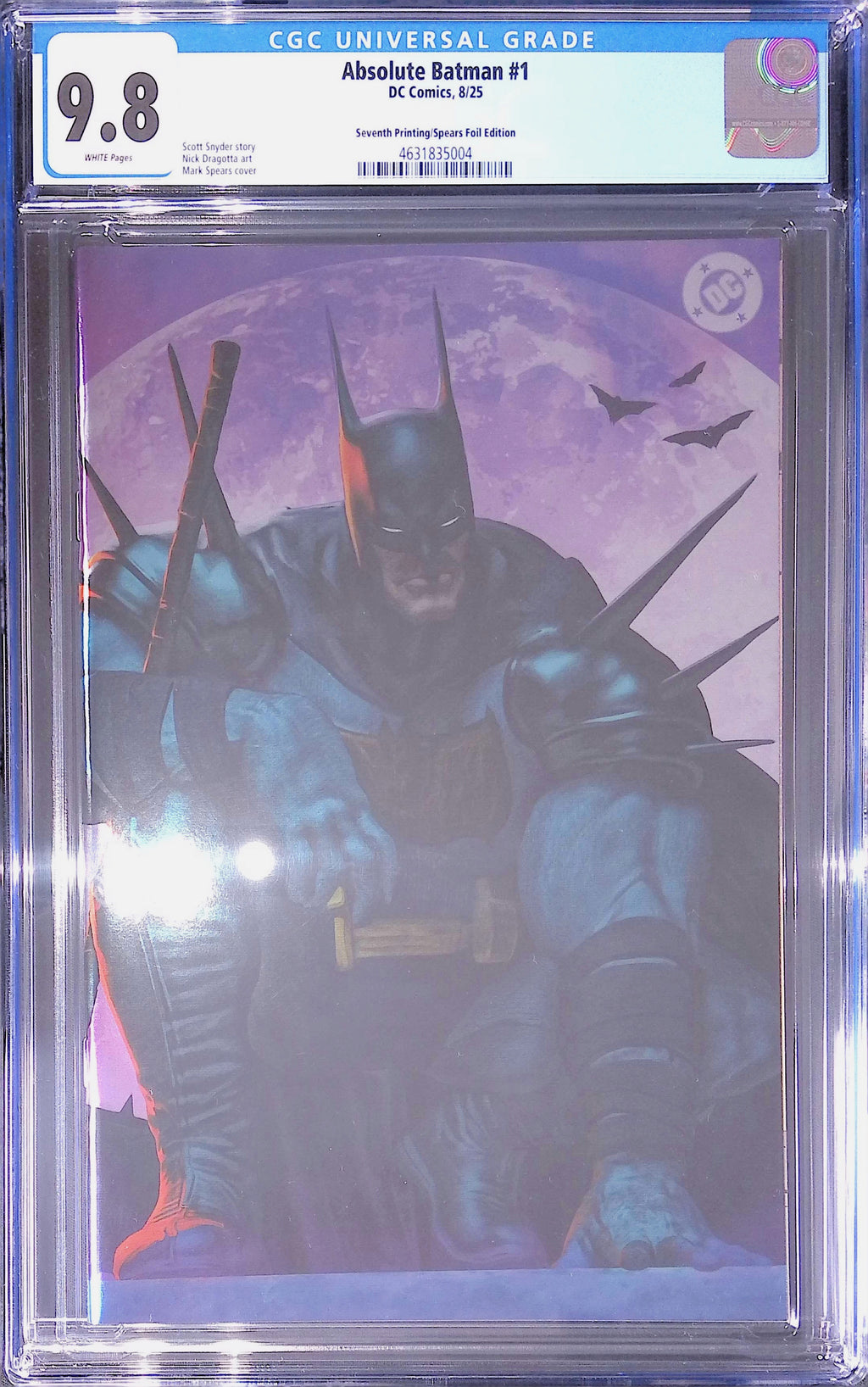 Absolute Batman #1 DC Comics 8/25 Seventh Printing/Spears Foil  CGC 9.8 4631835004