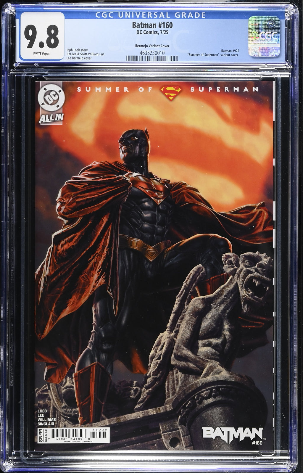 Batman #160 DC Comics 7/25 Bermejo Variant Cover Summer of Superman CGC 9.8 46352300010
