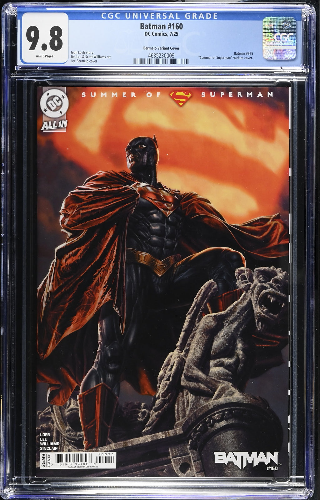 Batman #160 DC Comics 7/25 Bermejo Variant Cover Summer of Superman CGC 9.8 4635230009