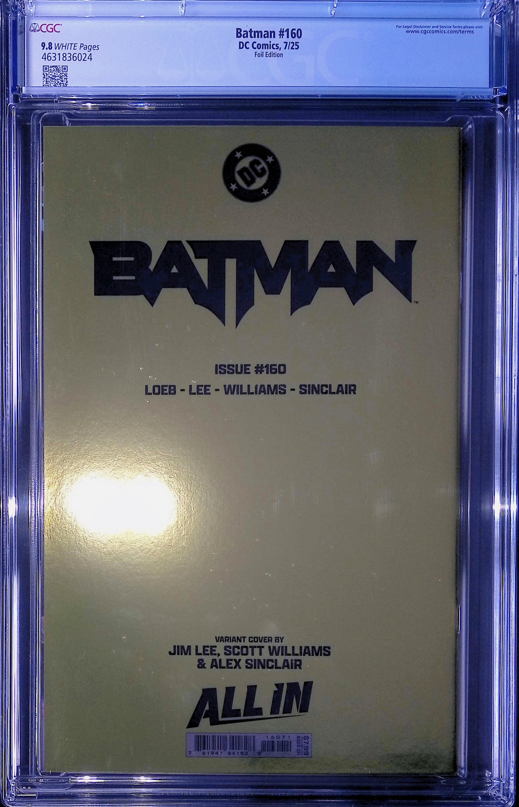 Batman #160 DC Comics 7/25 Foil Edition CGC 9.8 4631836024
