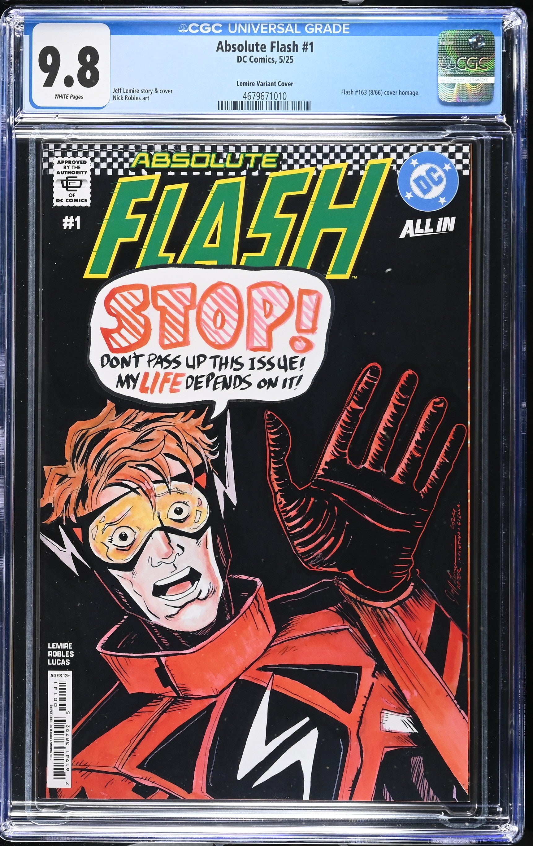 Absolute Flash # 1 1:25 Lemire Variant 5/25 CGC 9.8 4679671010