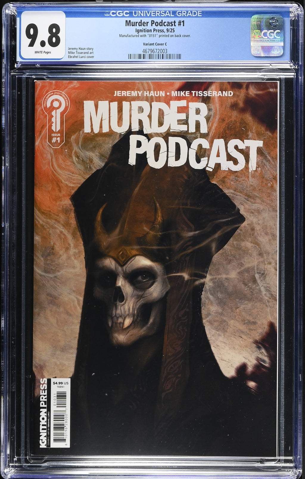 Murder Podcast # 1 1:5 Variant 9/25 CGC 9.8 4679672003