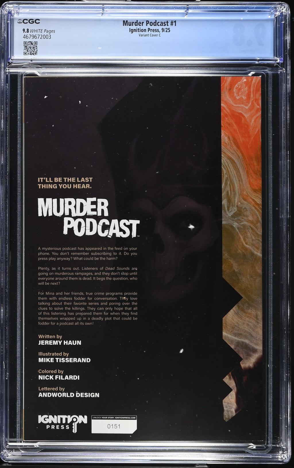 Murder Podcast # 1 1:5 Variant 9/25 CGC 9.8 4679672003