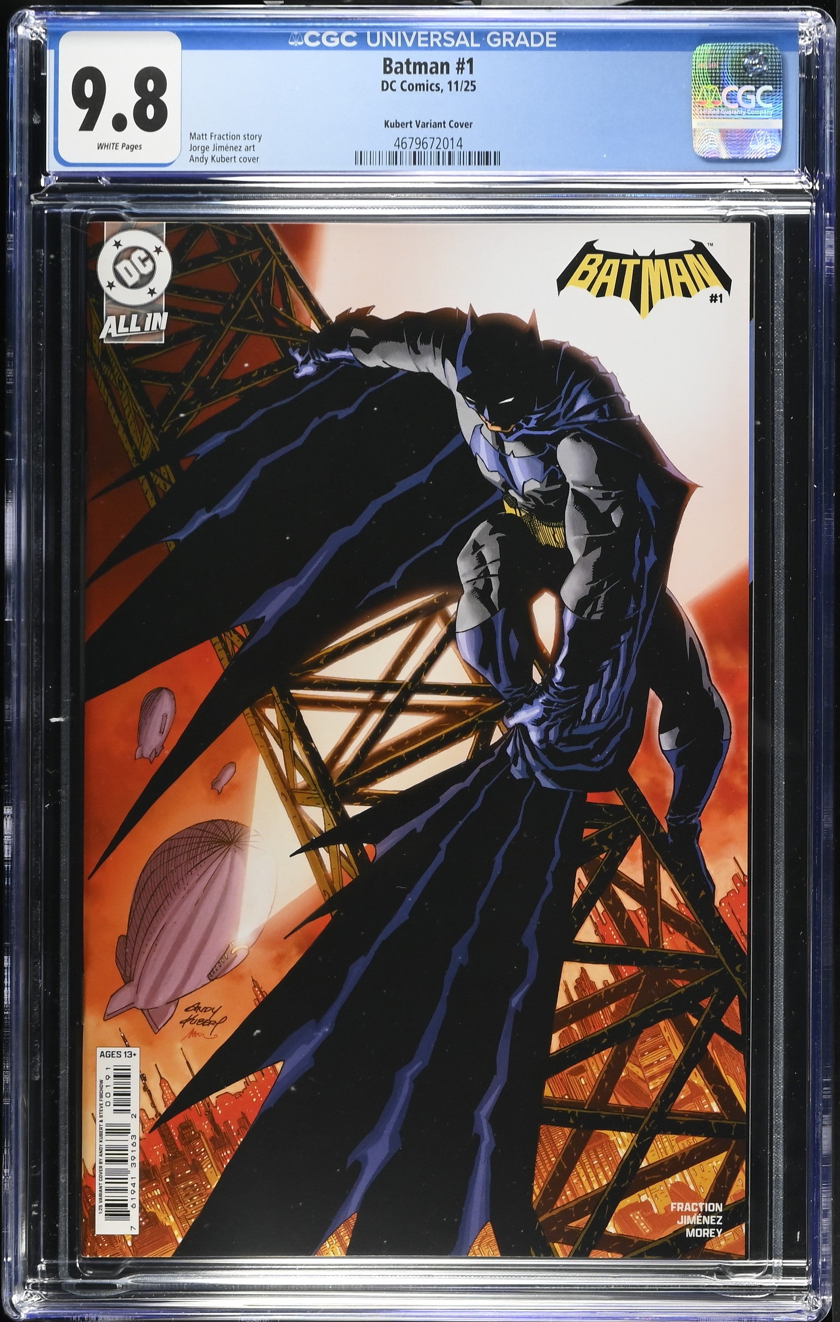 Batman # 1 1:25 Kubert Variant 11/25 CGC 9.8 4679672014