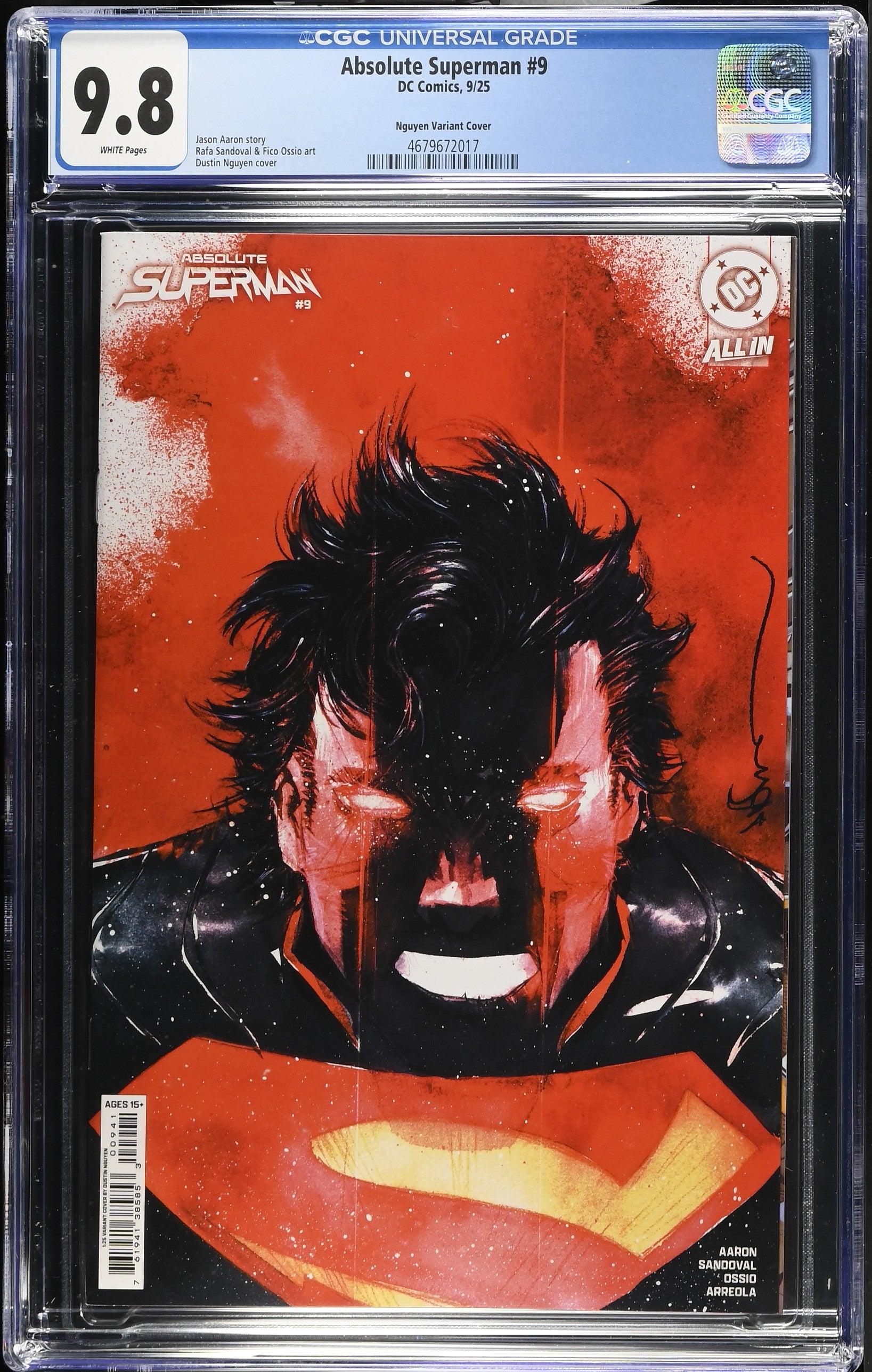 Absolute Superman # 9 1:25 Nguyen Variant 9/25 CGC 9.8 4679672017