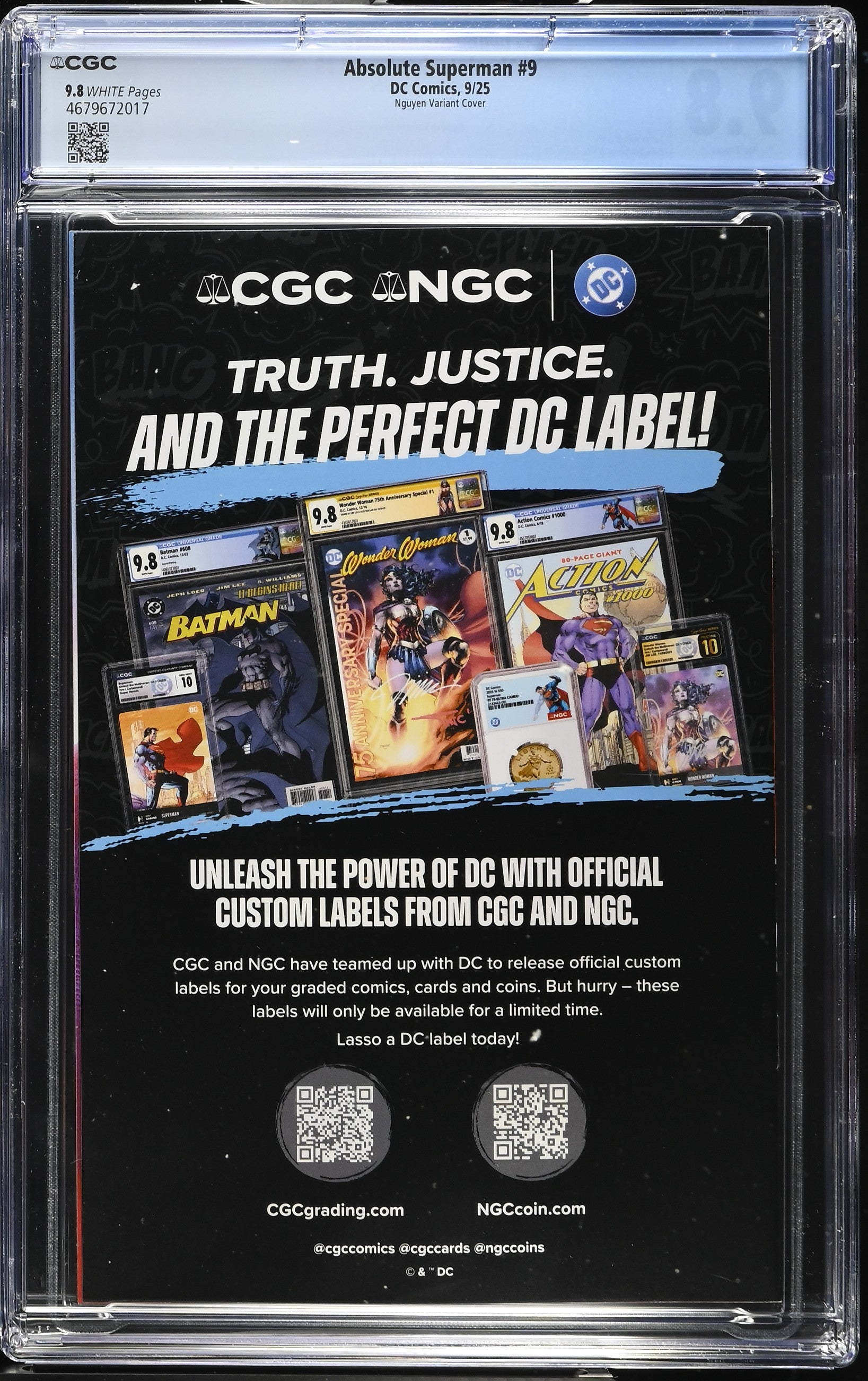 Absolute Superman # 9 1:25 Nguyen Variant 9/25 CGC 9.8 4679672017