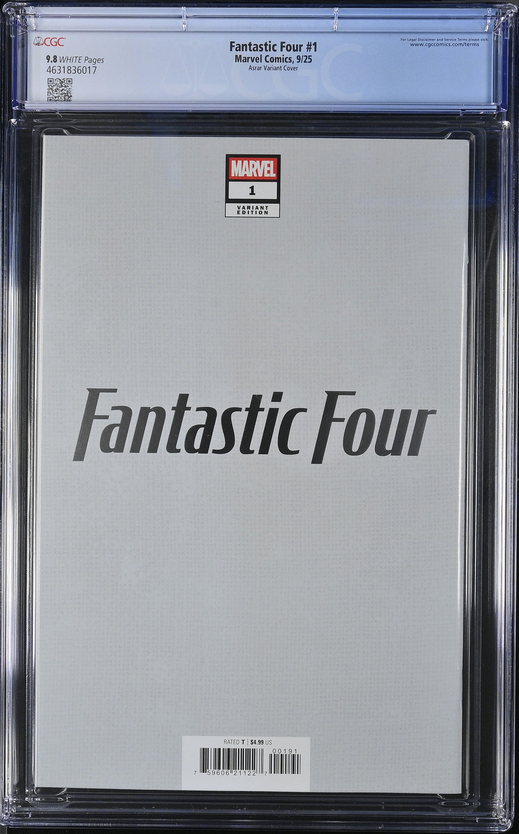 Fantastic Four #1 Marvel Comics 9/25 Asrar Variant Cover Foil CGC 9.8 4631836017