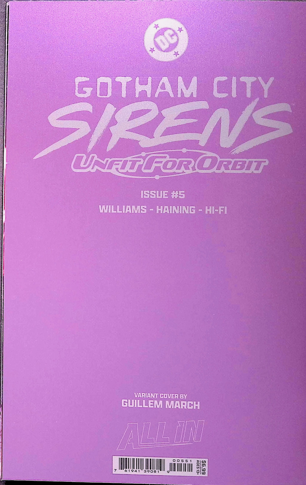 Gotham City Sirens: Unfit for Orbit # 1-5 Connecting Foil Variant Covers by Artist Guillem March NM