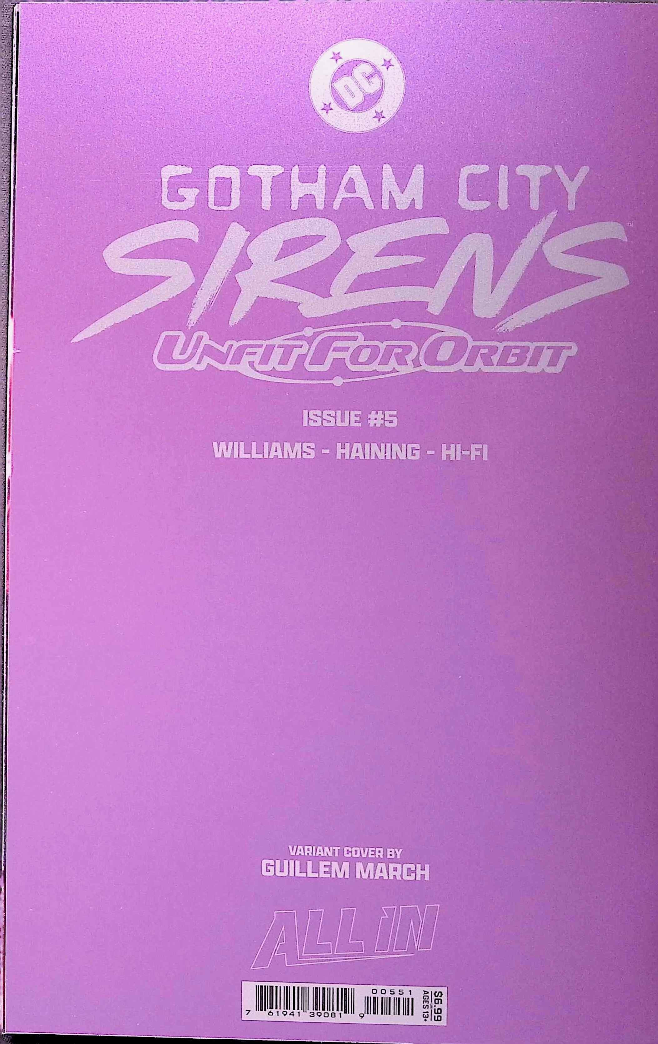 Gotham City Sirens: Unfit for Orbit # 1-5 Connecting Foil Variant Covers by Artist Guillem March NM