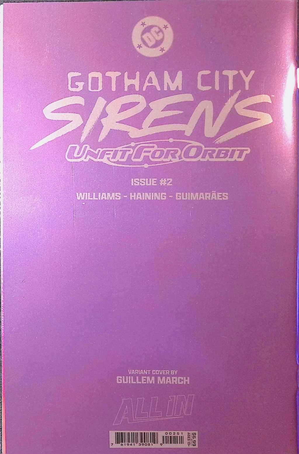 Gotham City Sirens: Unfit for Orbit # 1-5 Connecting Foil Variant Covers by Artist Guillem March NM