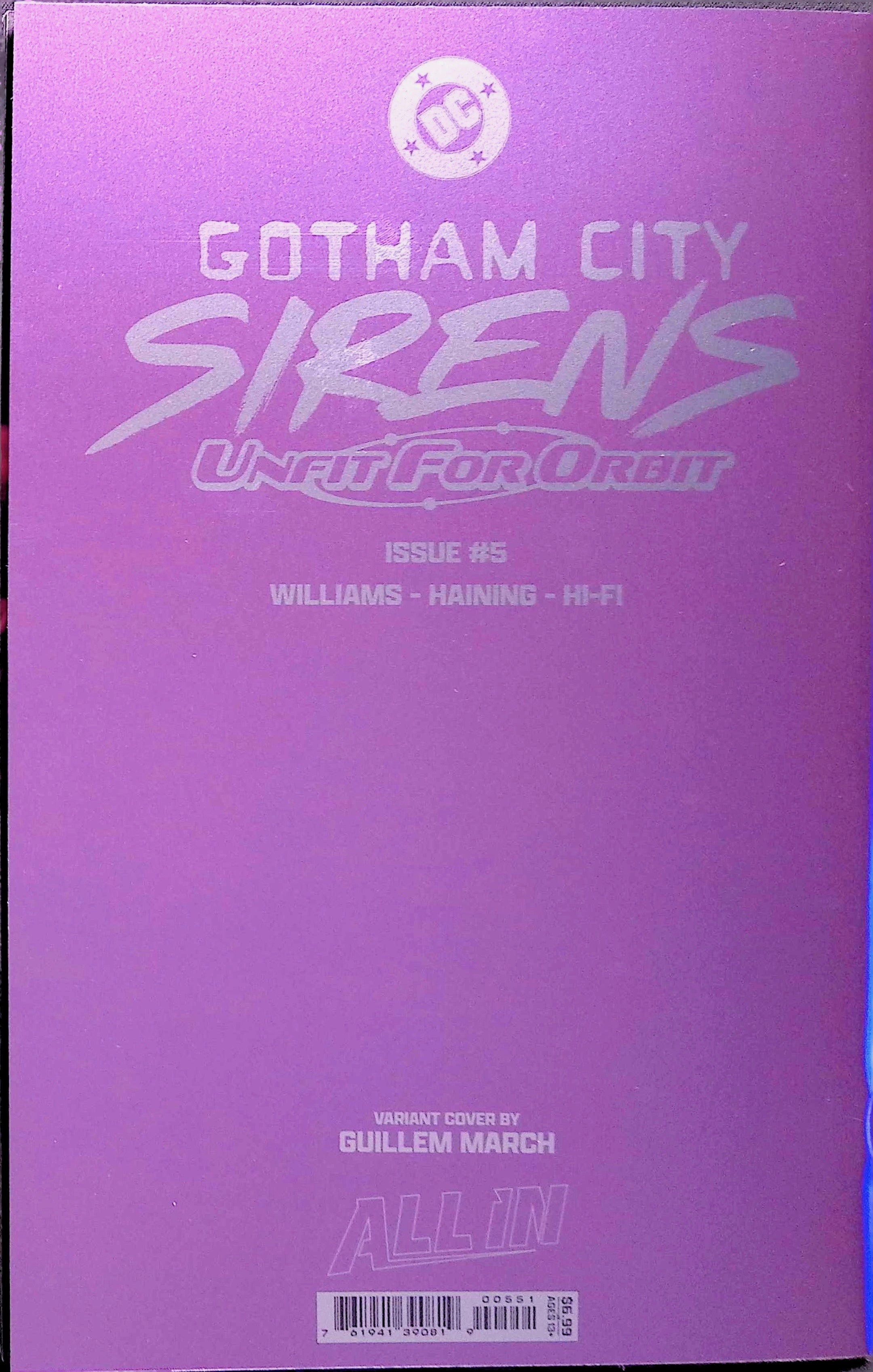Gotham City Sirens: Unfit for Orbit # 1-5 Connecting Foil Variant Covers by Artist Guillem March NM