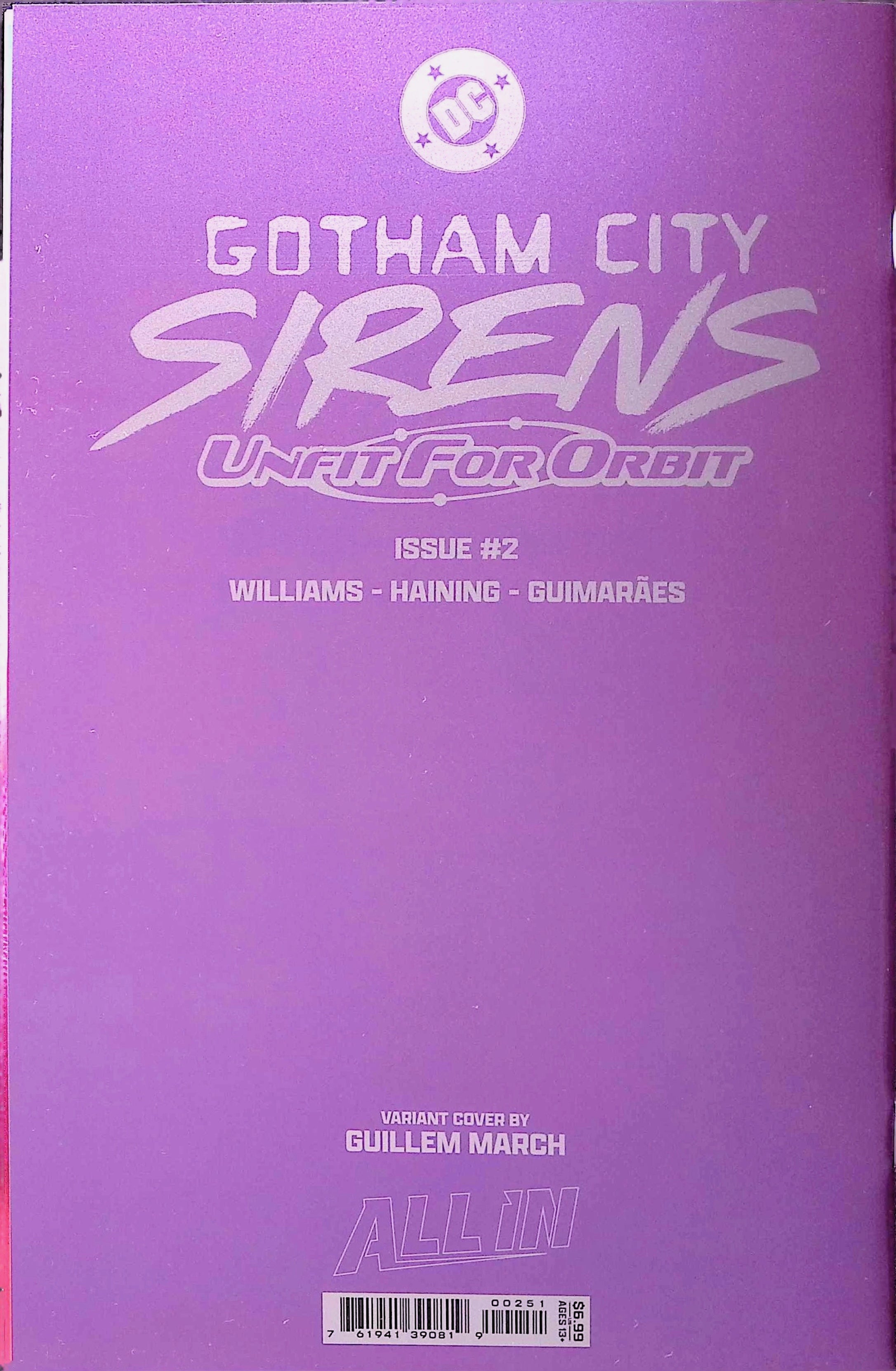Gotham City Sirens: Unfit for Orbit # 1-5 Connecting Foil Variant Covers by Artist Guillem March NM